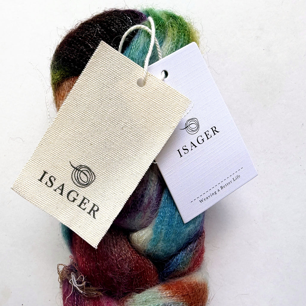 Indie Dyer Super Kid Mohair Silk Lace Yarn, Aurora Multi Full rainbow Over Silver cream, OOAK