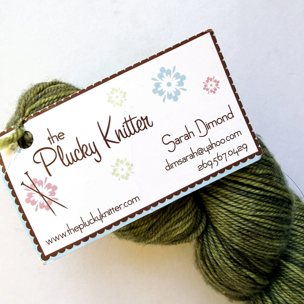 Sarah Dimond Superwash Merino Cashmere Nylon Fingering Yarn, Olive Tonal