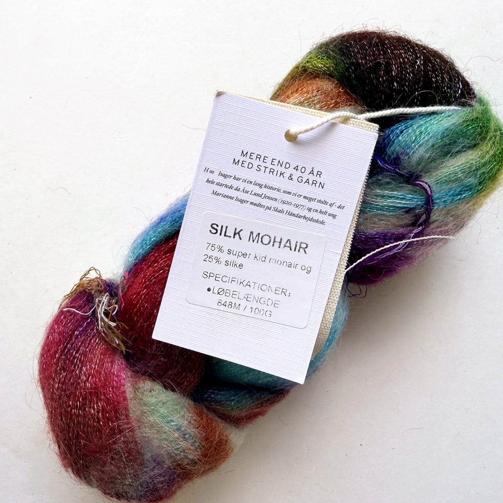 Indie Dyer Super Kid Mohair Silk Lace Yarn, Aurora Multi Full rainbow Over Silver cream, OOAK