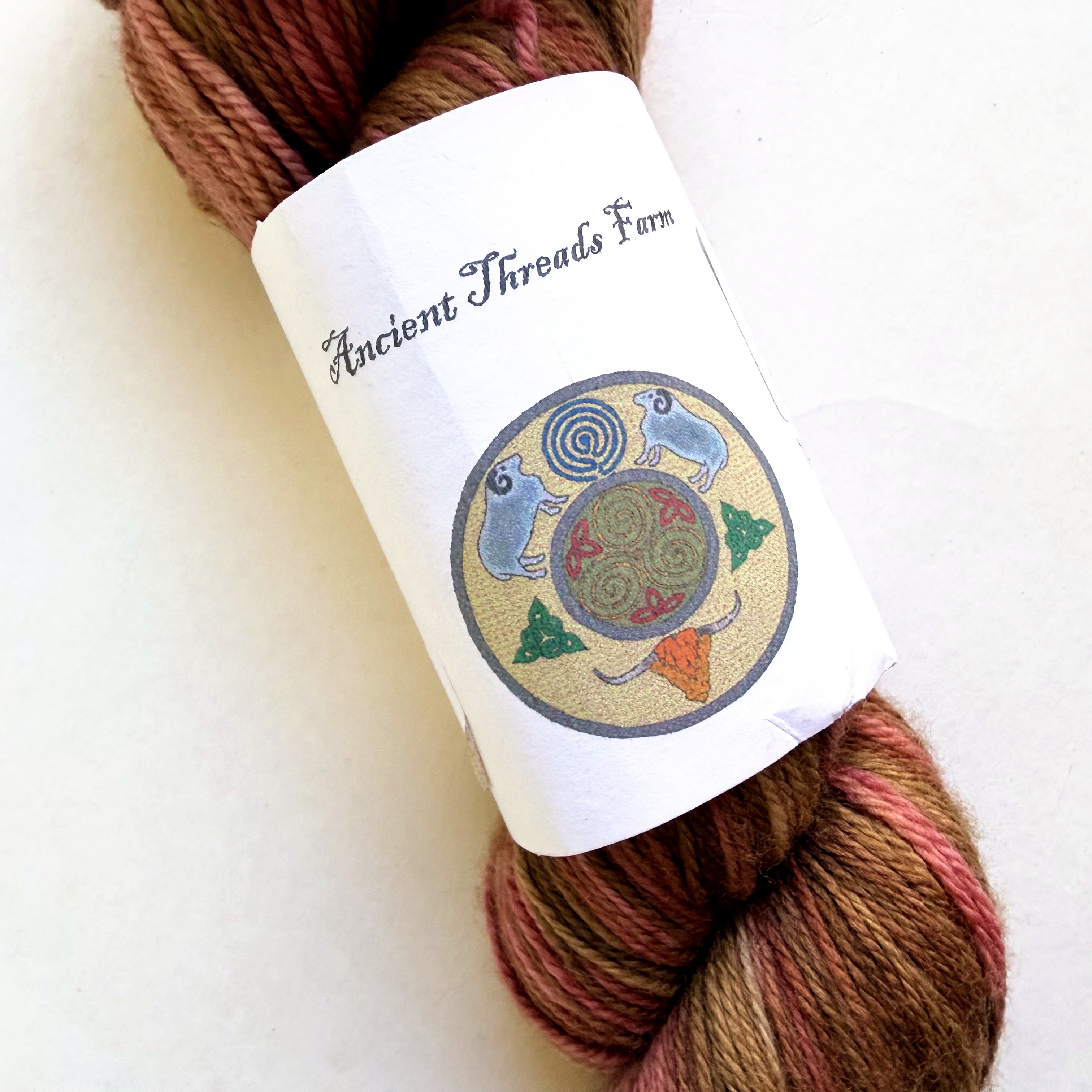 Ancient Threads Farm Superwash Merino Fingering Yarn, Lac, Black Walnut & Logwood Purple Dye Lot 6A