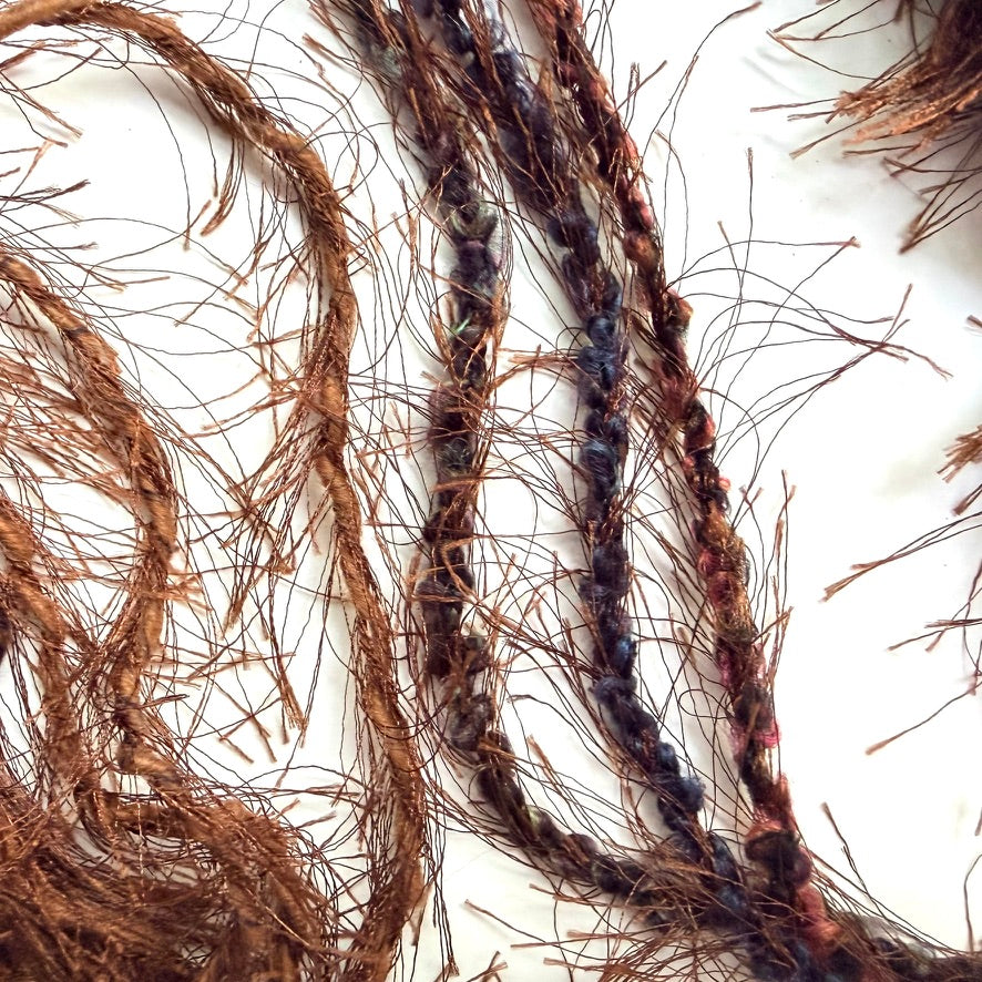 Artisan Handspun Novelty Mixed Fiber Bulky Yarn, Handspun