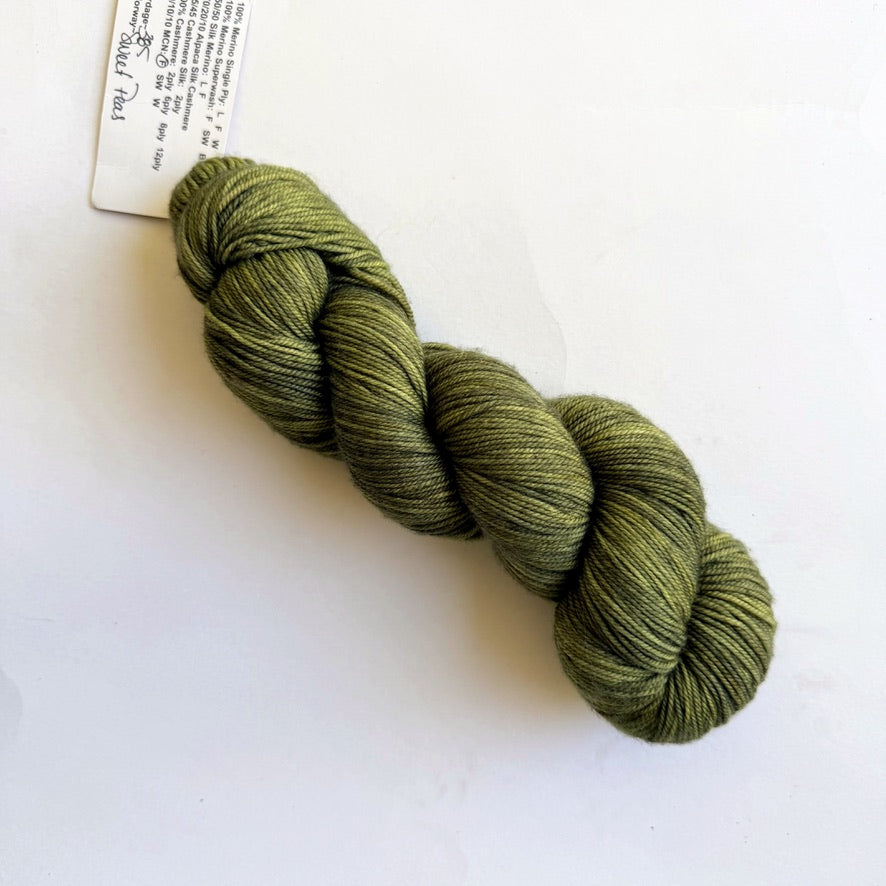 Sarah Dimond Superwash Merino Cashmere Nylon Fingering Yarn, Olive Tonal