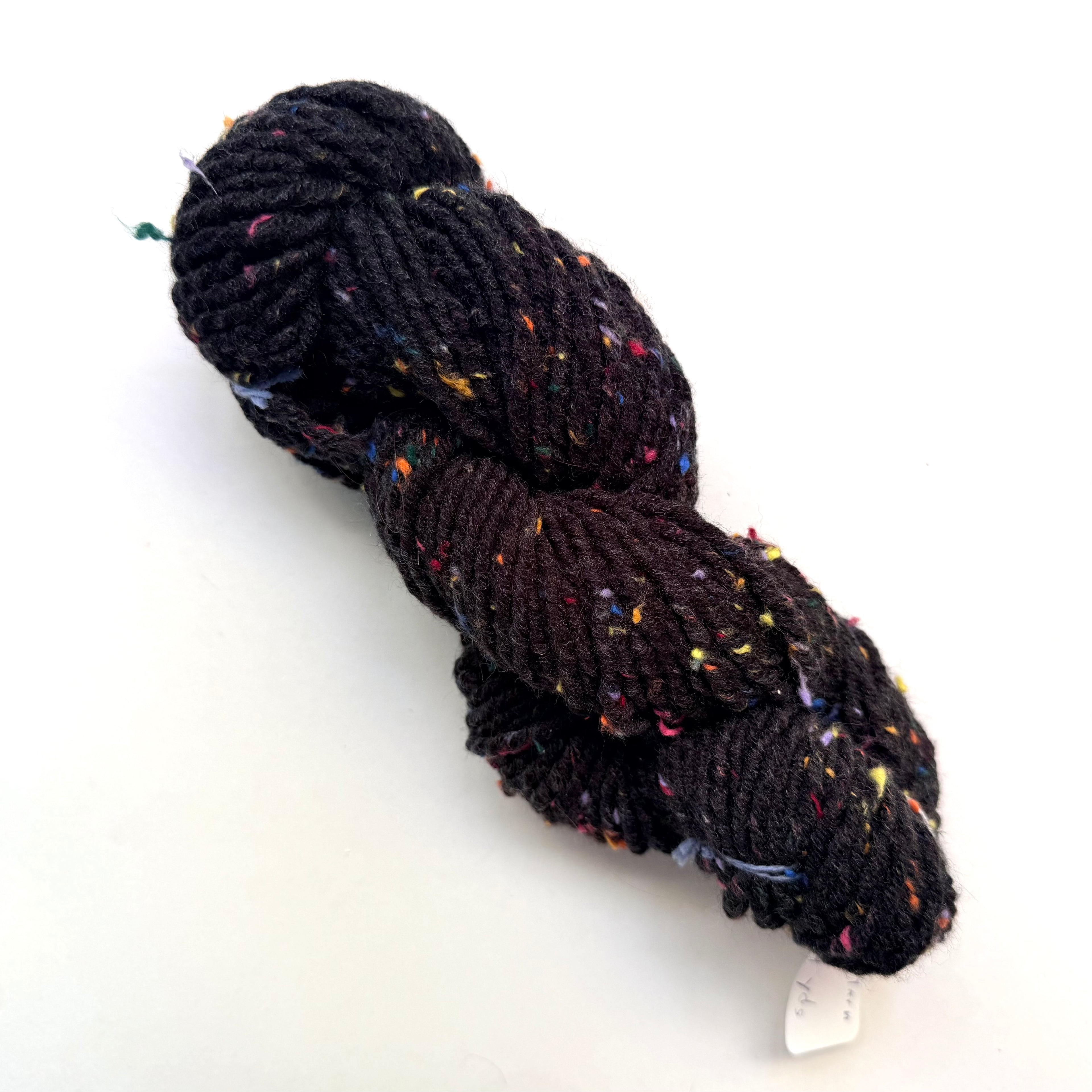 Artisan Handspun Wool Bulky Yarn, Black Rainbow Speckle, Handspun