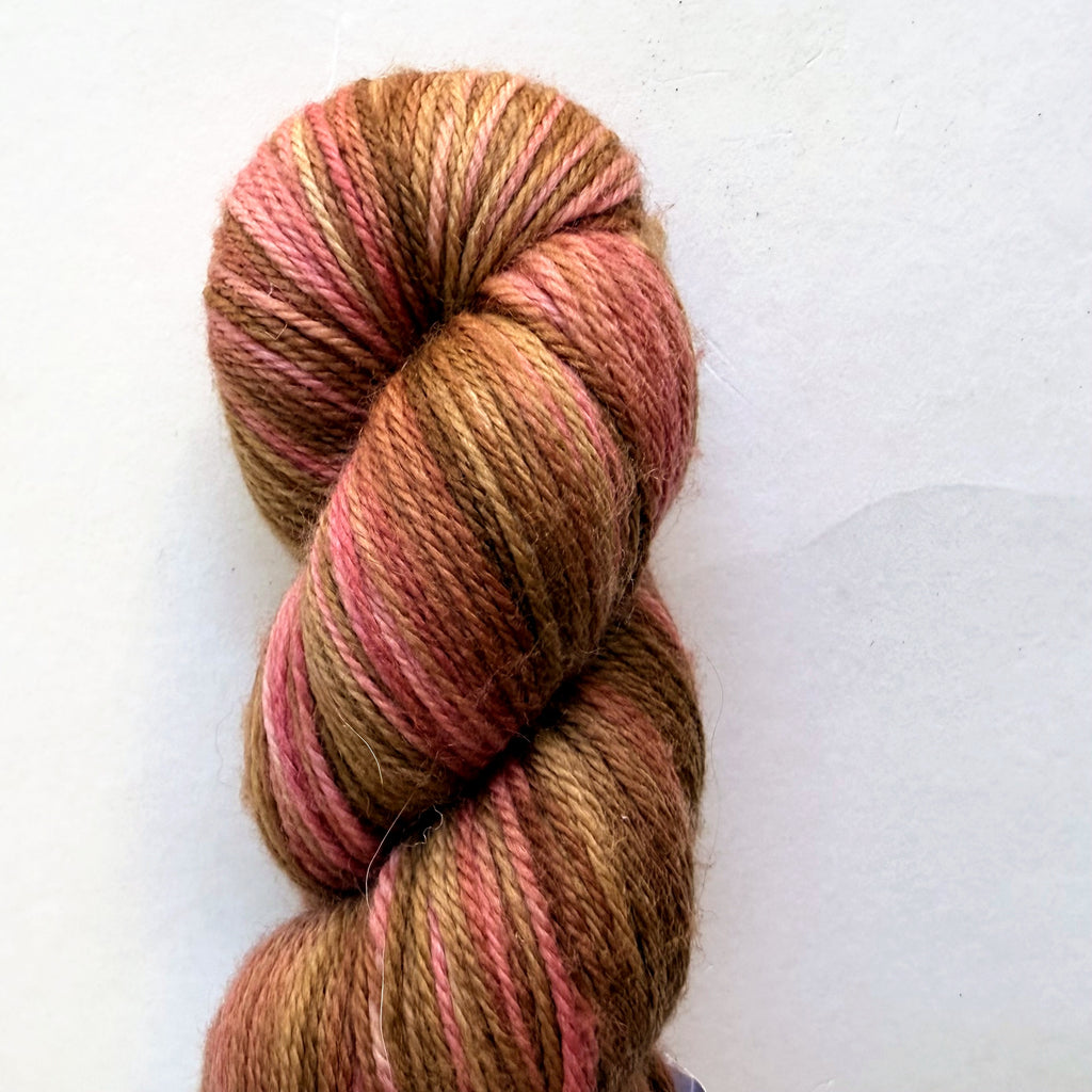 Ancient Threads Farm Superwash Merino Fingering Yarn, Lac, Black Walnut & Logwood Purple Dye Lot 6A
