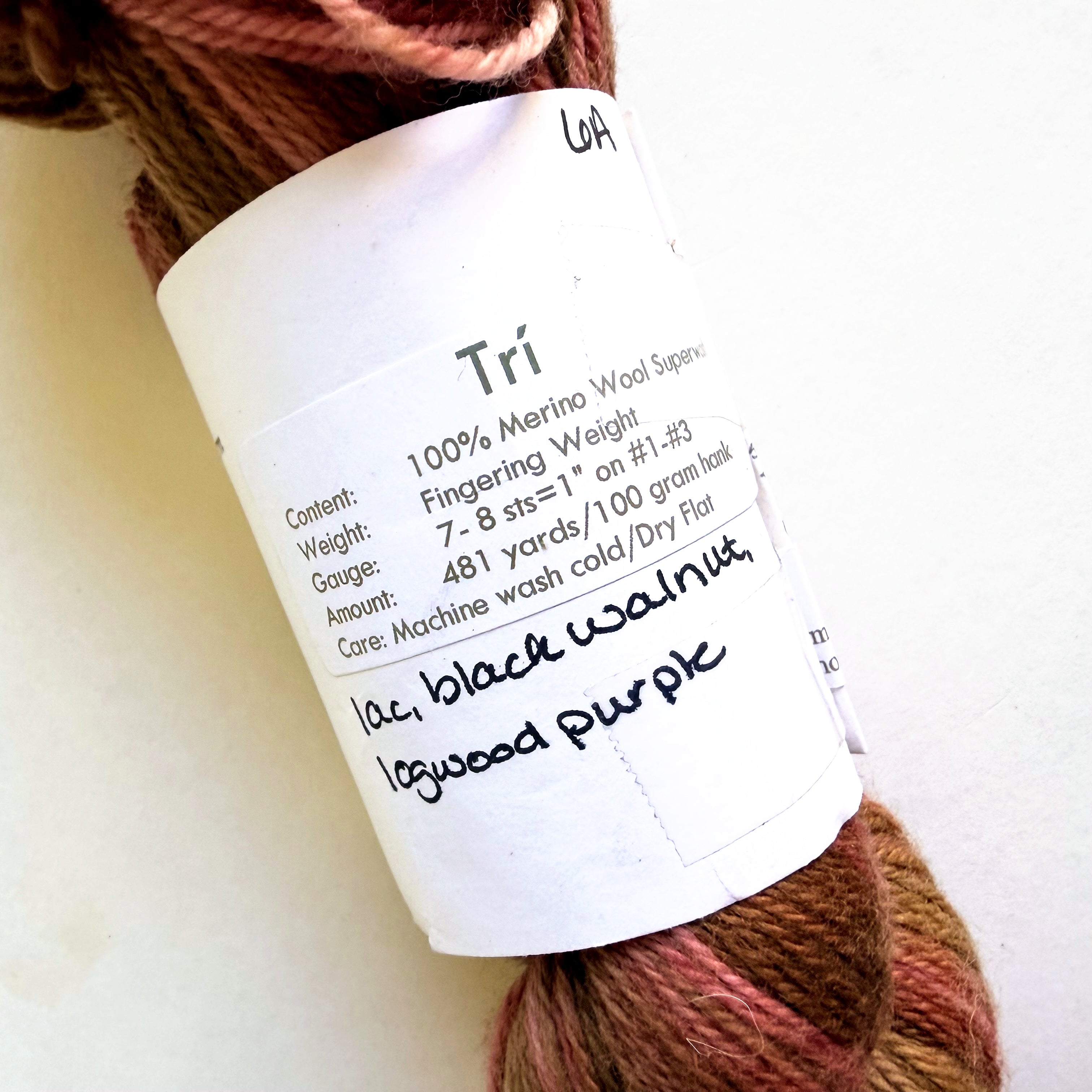 Ancient Threads Farm Superwash Merino Fingering Yarn, Lac, Black Walnut & Logwood Purple Dye Lot 6A