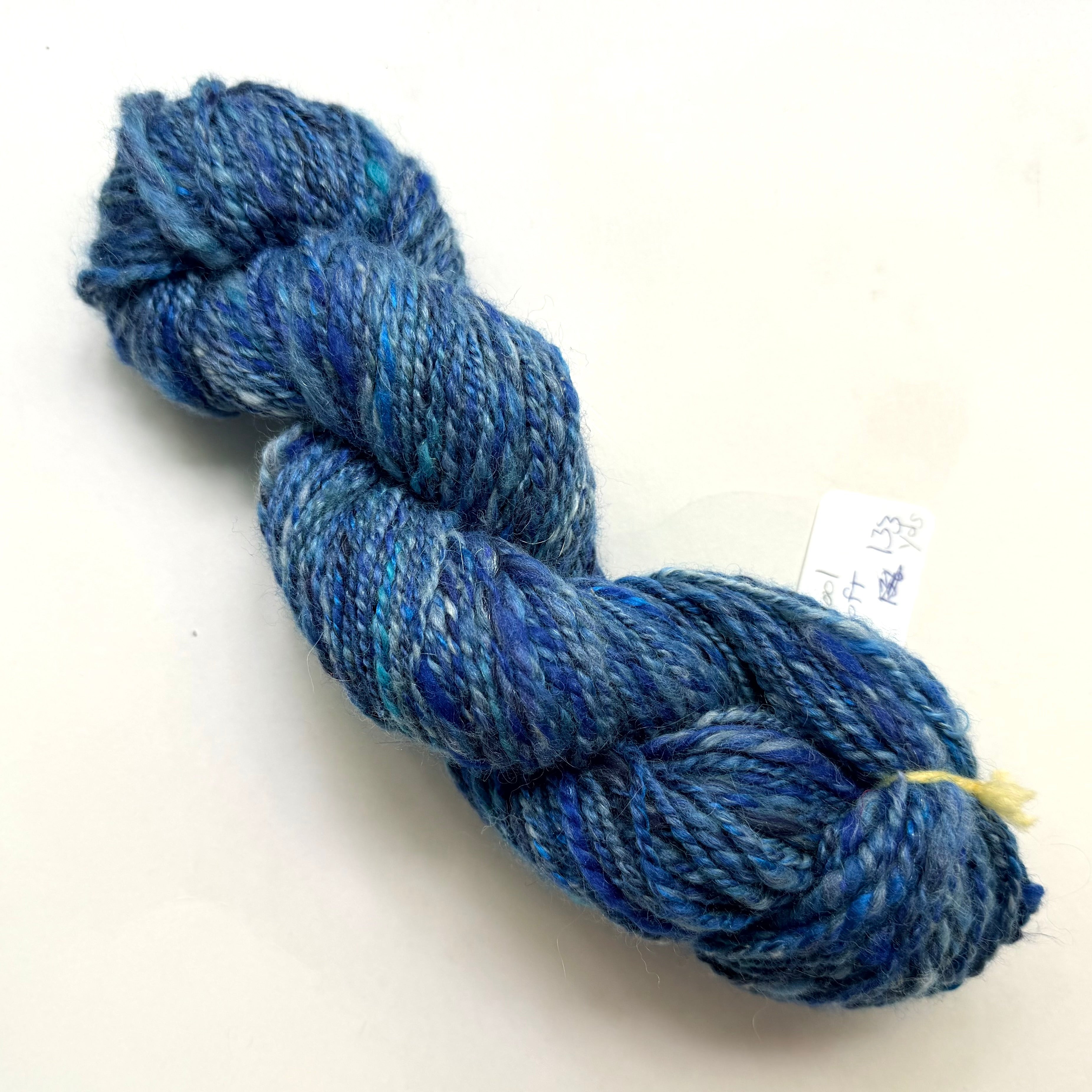 Artisan Handspun Wool Bulky Yarn, Blue Variegated, Handspun