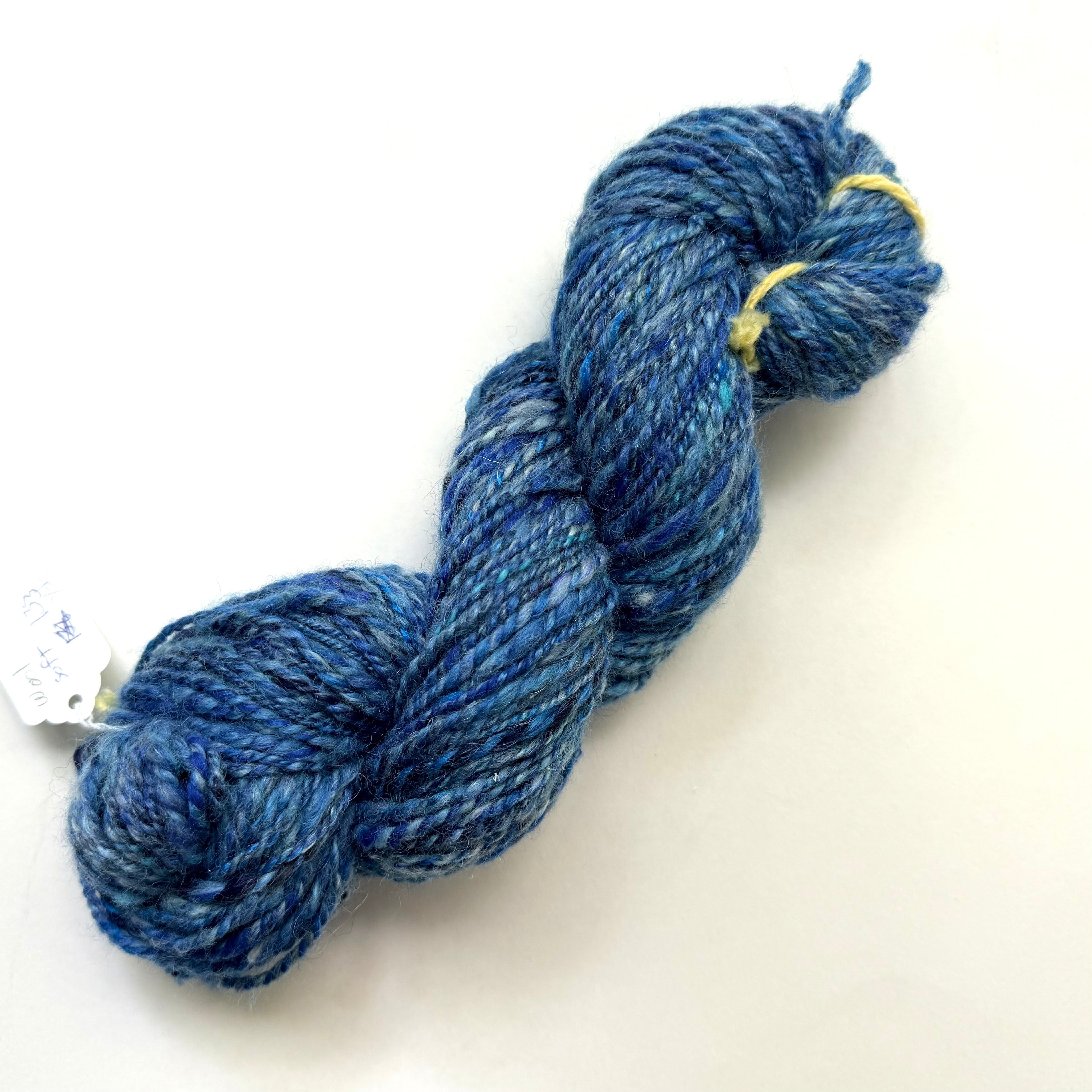 Artisan Handspun Wool Bulky Yarn, Blue Variegated, Handspun