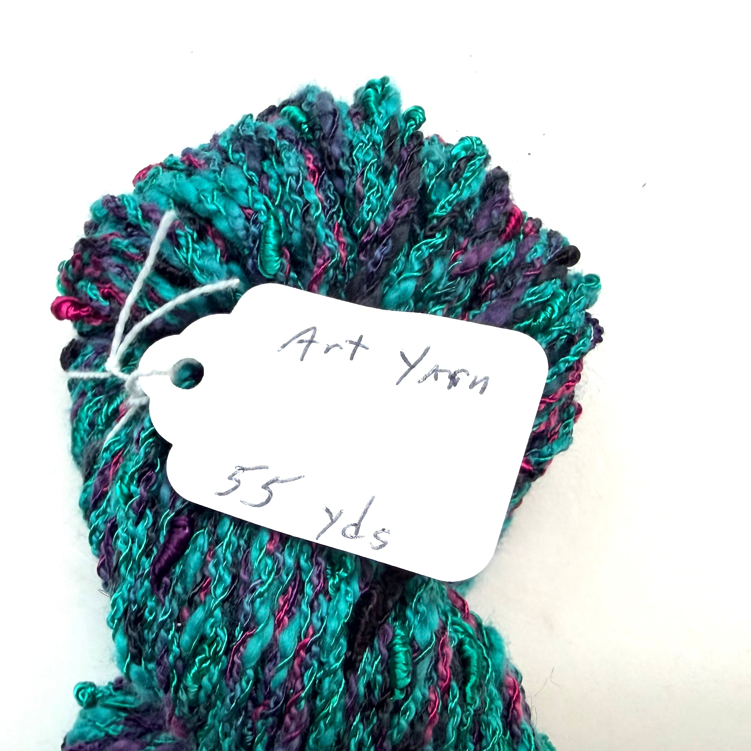 Artisan Handspun Novelty Mixed Fiber Bulky Yarn, Handspun
