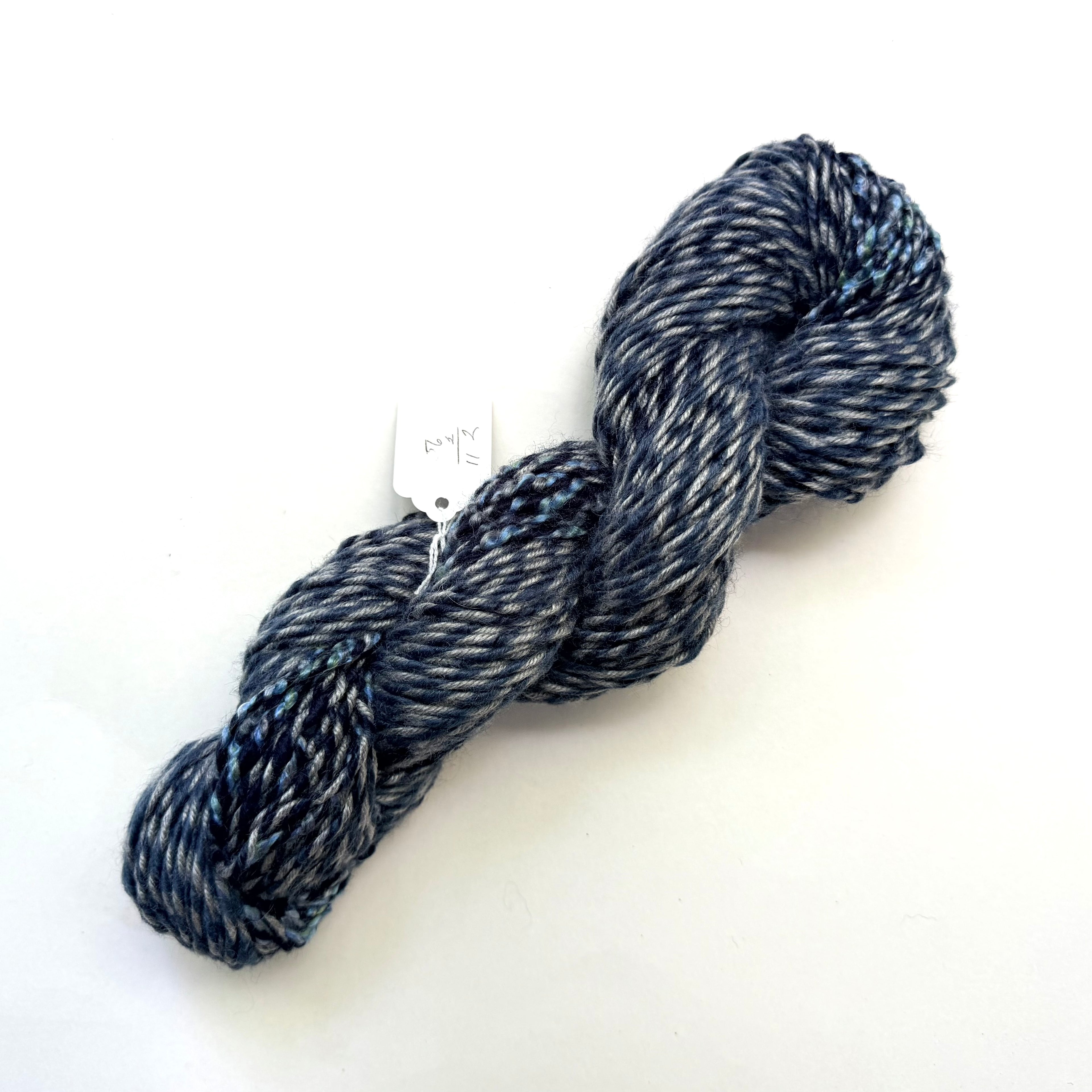 Artisan Handspun Wool Bulky Yarn, Dark Denim Blue, Handspun