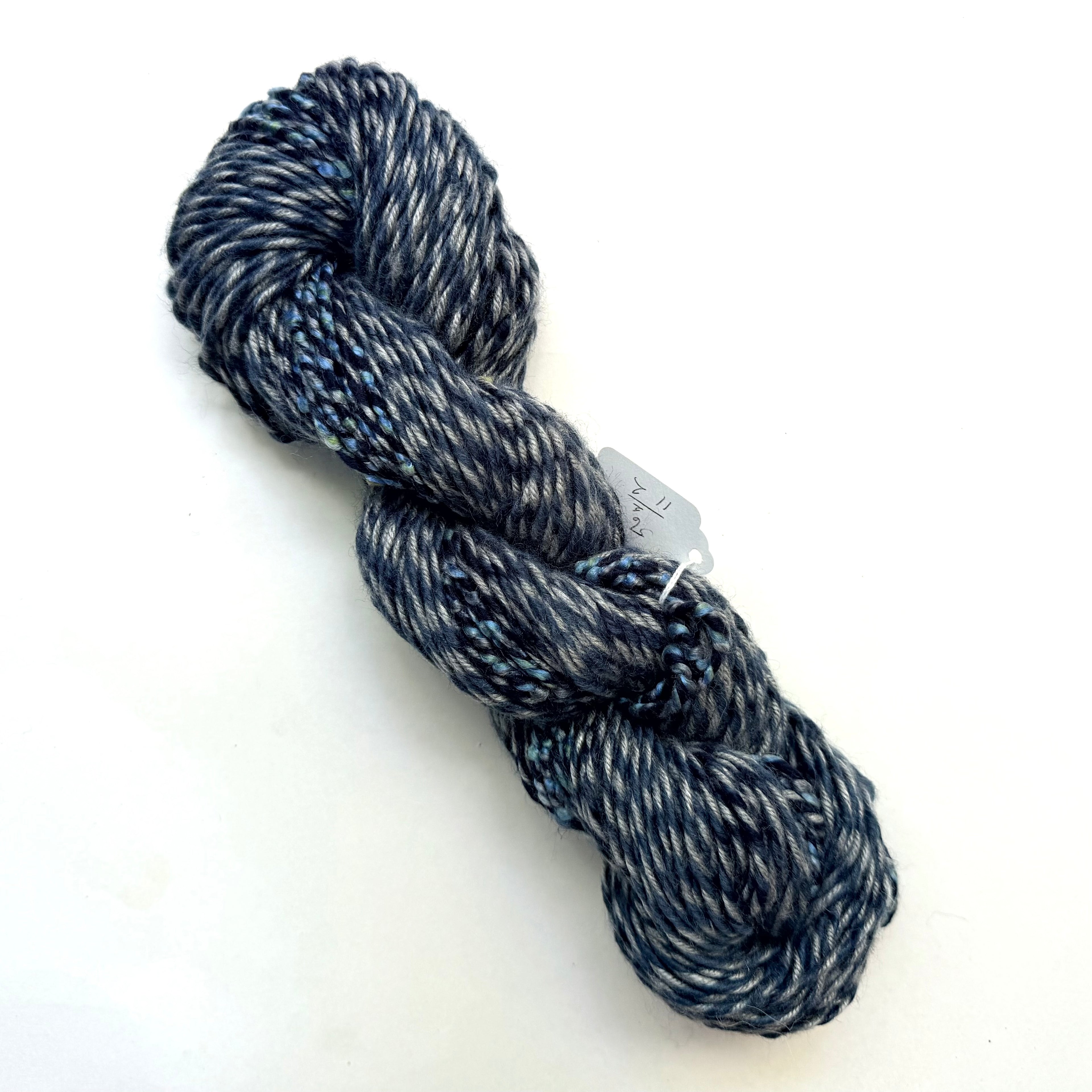 Artisan Handspun Wool Bulky Yarn, Dark Denim Blue, Handspun