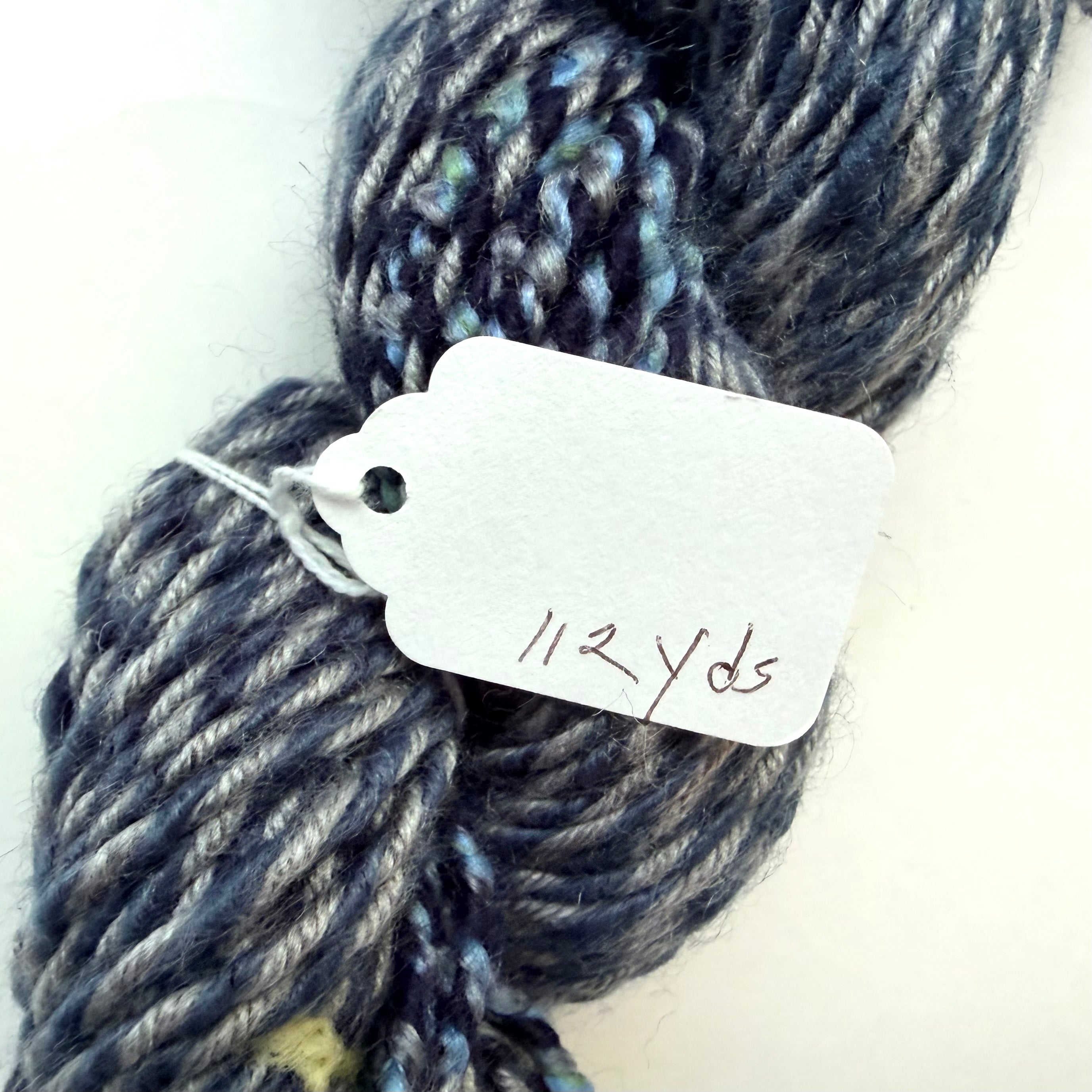 Artisan Handspun Wool Bulky Yarn, Dark Denim Blue, Handspun