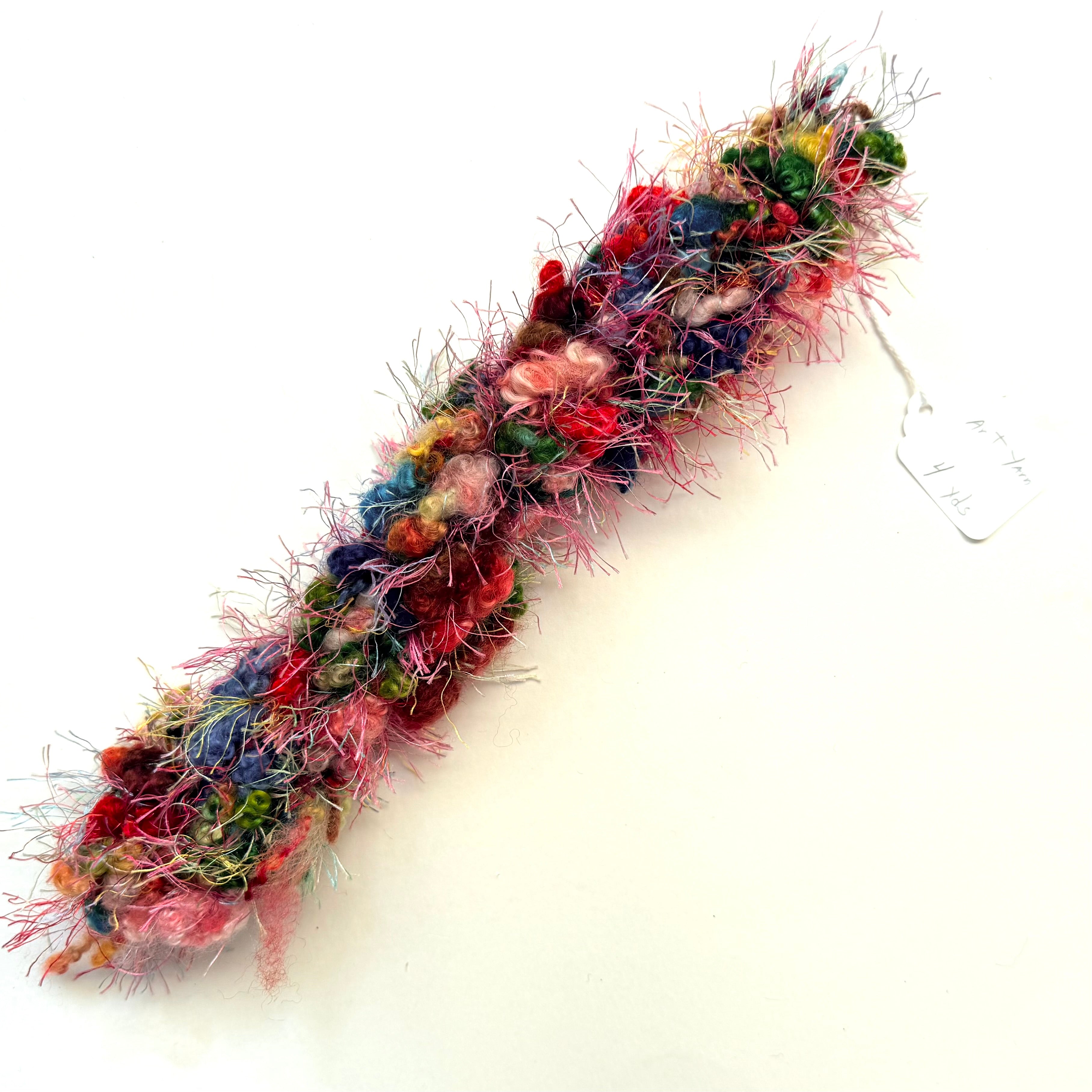 Artisan Handspun Novelty Mixed Fiber Super Bulky Yarn, Multicolor Floral Artisan, Handspun