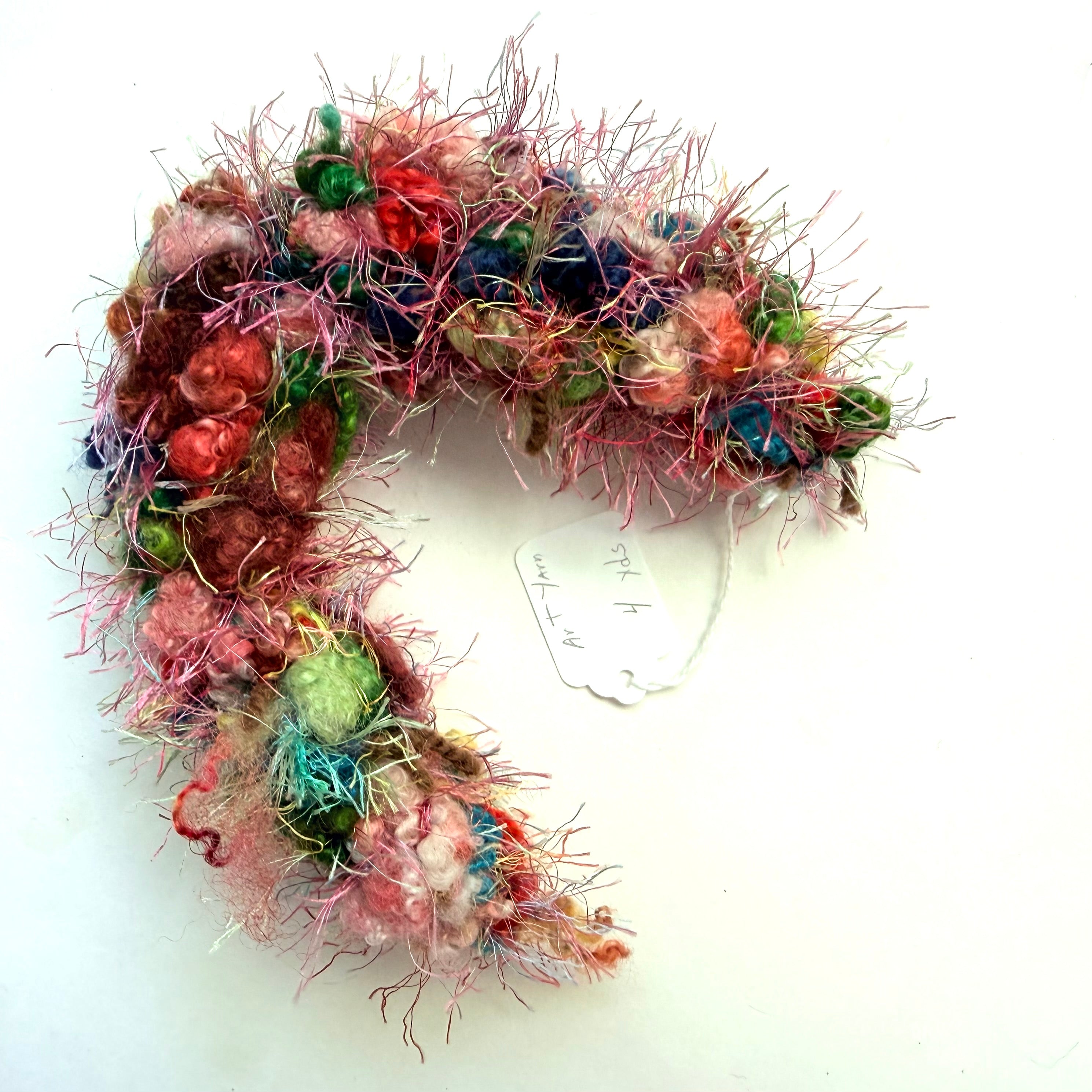 Artisan Handspun Novelty Mixed Fiber Super Bulky Yarn, Multicolor Floral Artisan, Handspun