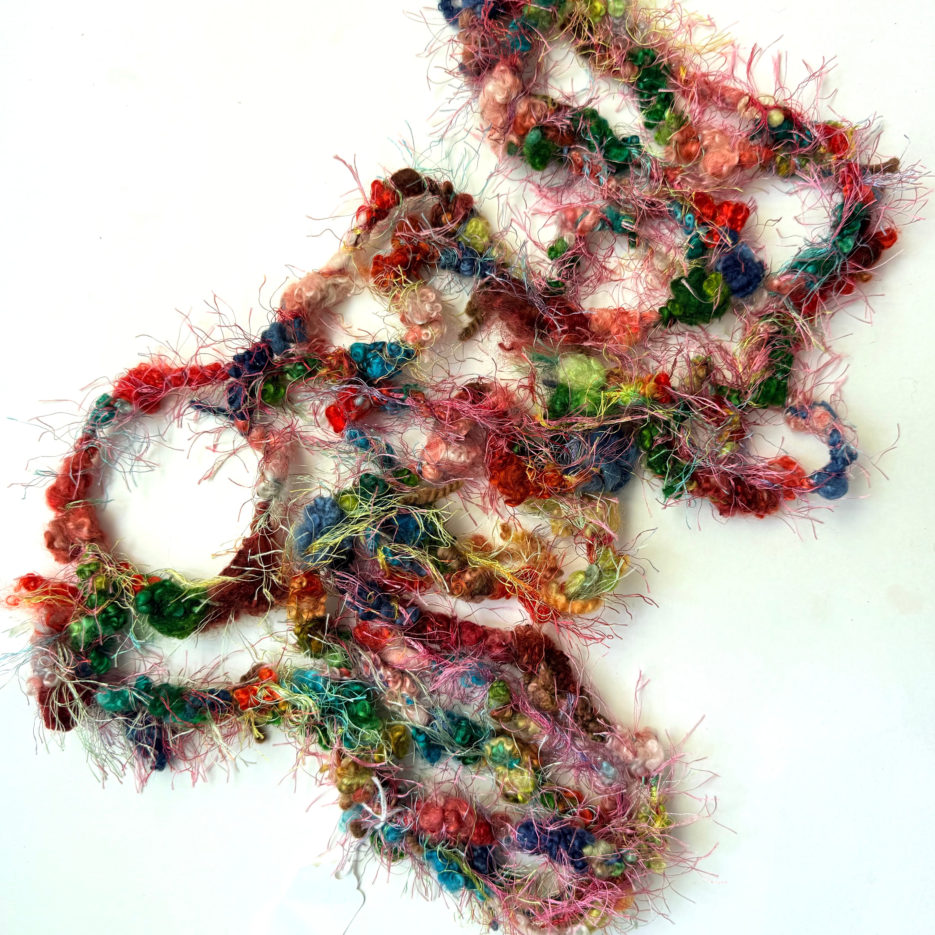 Artisan Handspun Novelty Mixed Fiber Super Bulky Yarn, Multicolor Floral Artisan, Handspun