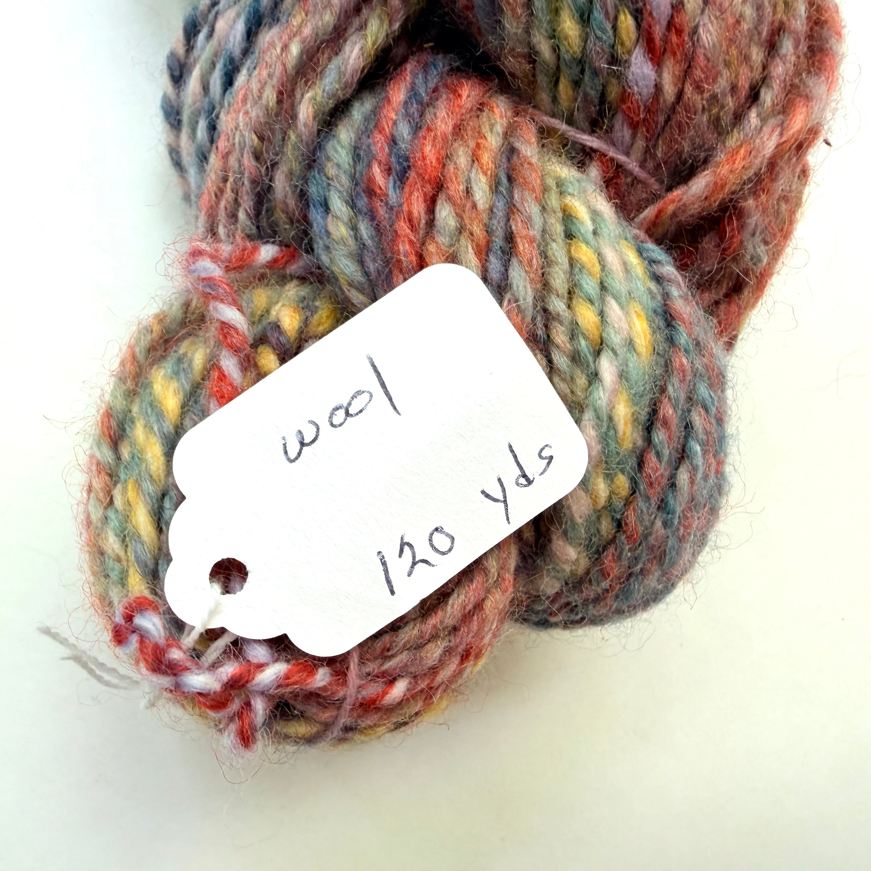 Artisan Handspun Wool Bulky Yarn, Multicolor Confetti Speckled, Handspun