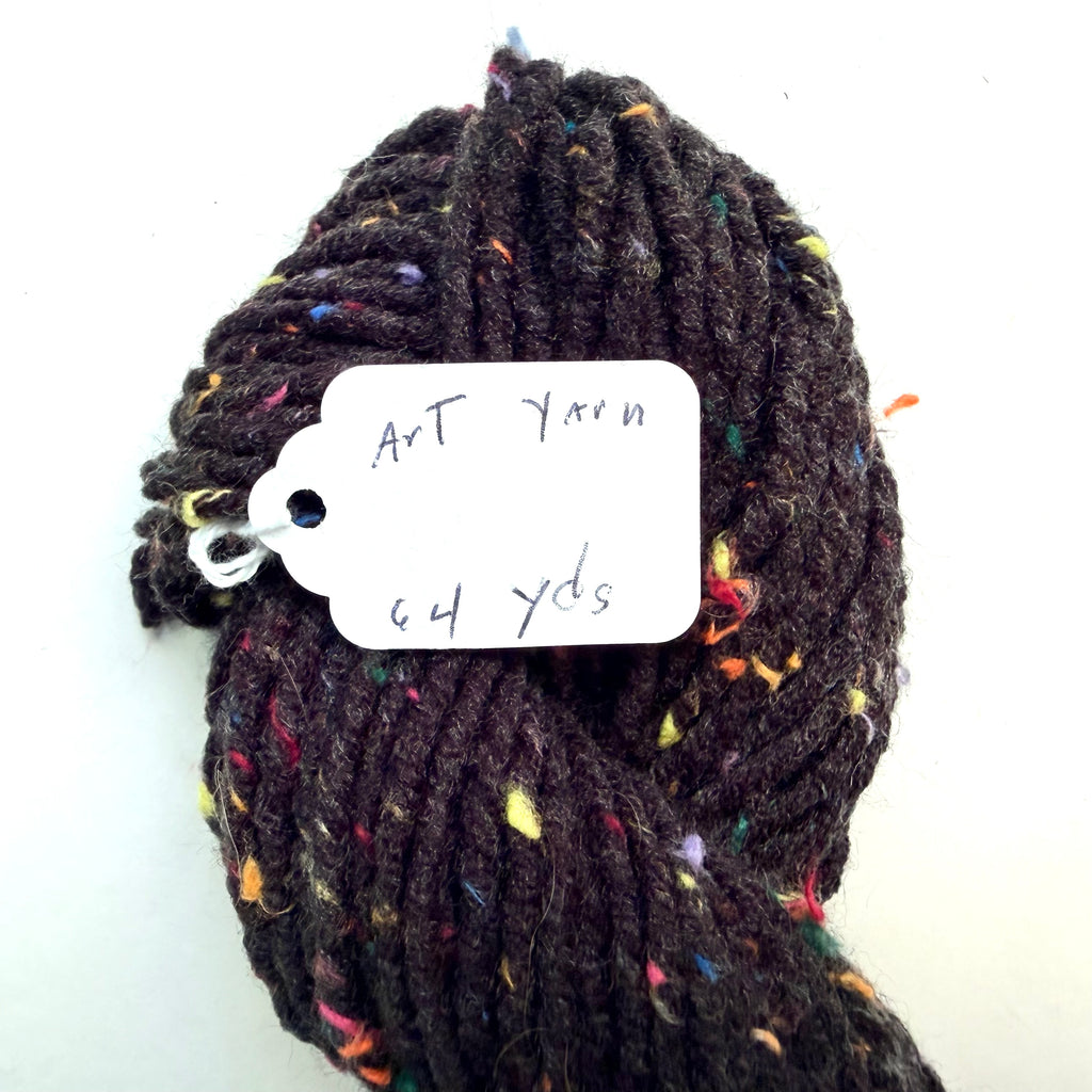 Artisan Handspun Wool Bulky Yarn, Black Rainbow Speckle, Handspun