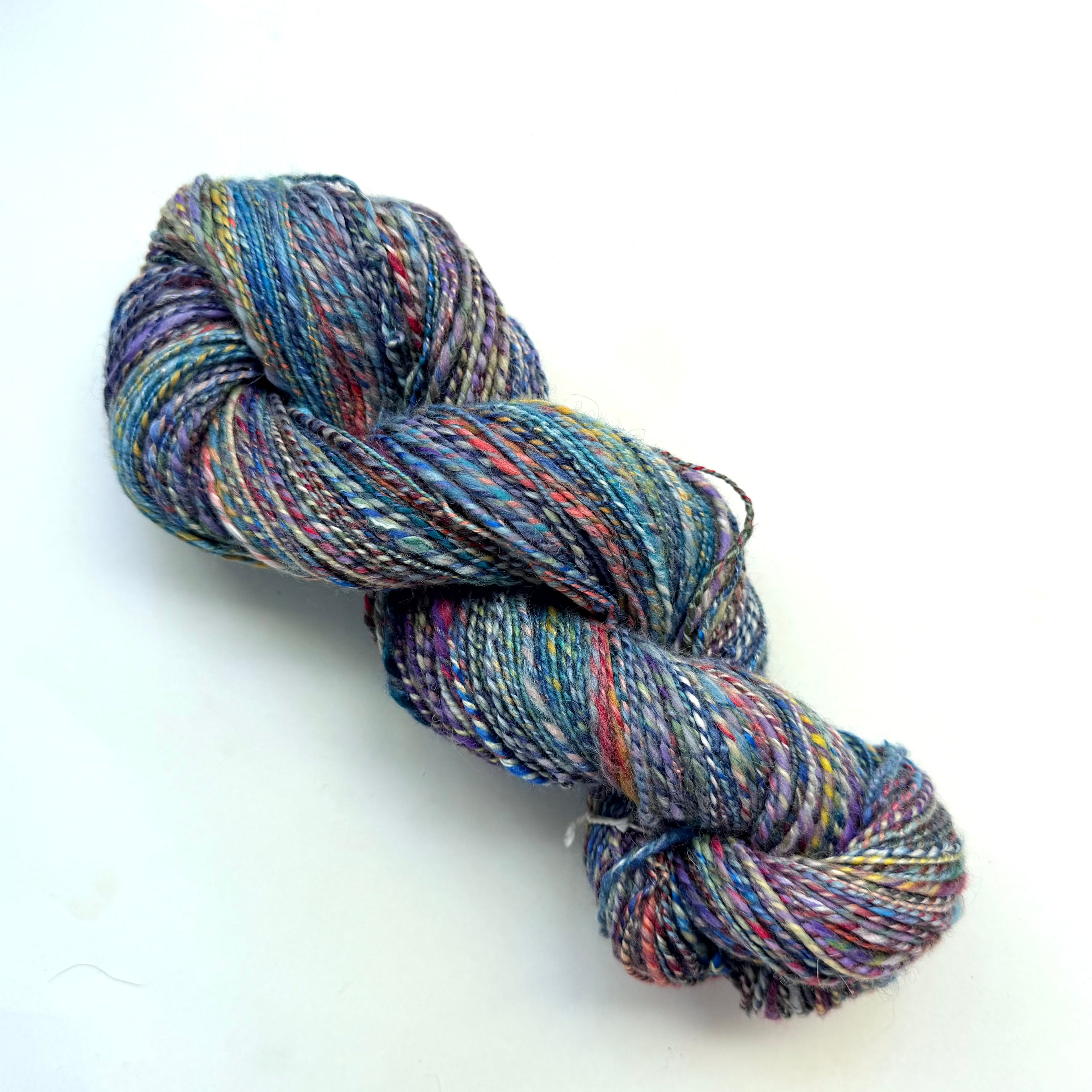 Artisan Handspun Silk Bamboo Wool Blend Worsted Yarn, Blended Bamboo Sari Silk Multicolor, Handspun