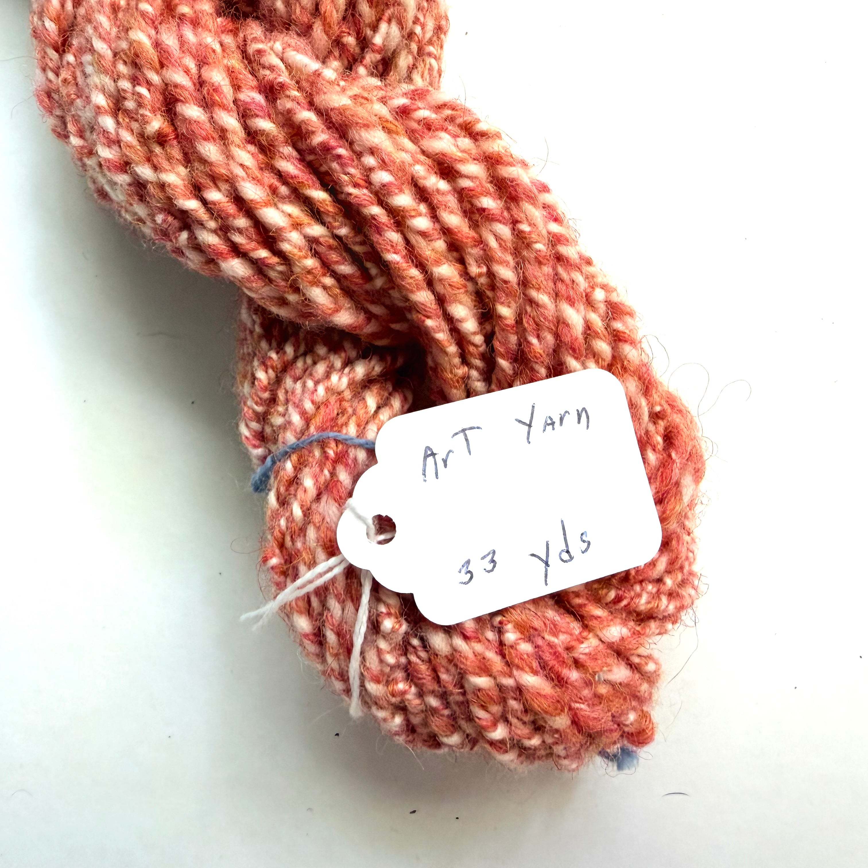Artisan Handspun Silk Wool Blend Worsted Yarn, Salmon Dusty Rose, Handspun