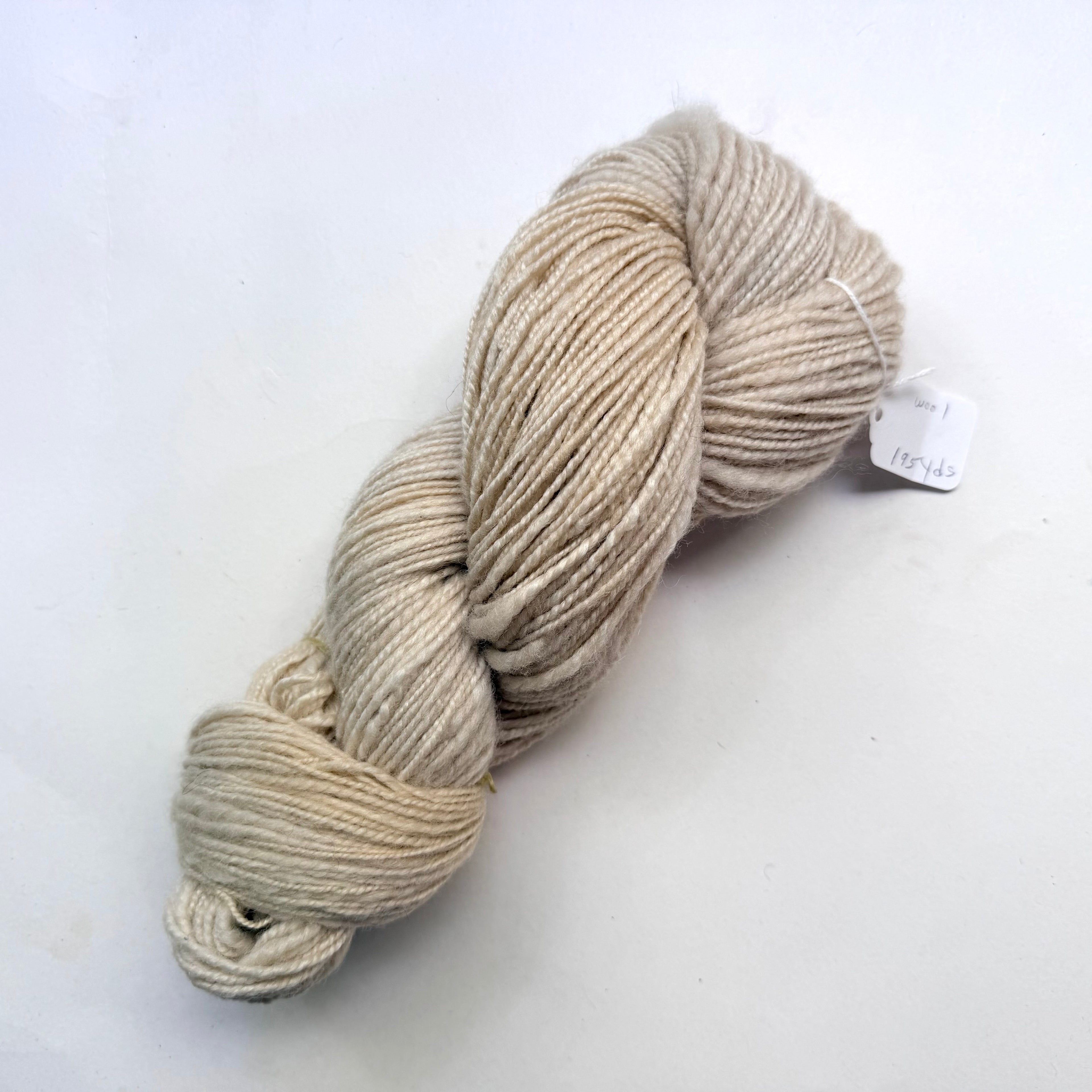 Artisan Handspun Wool Worsted Yarn, Natural Cream, Handspun