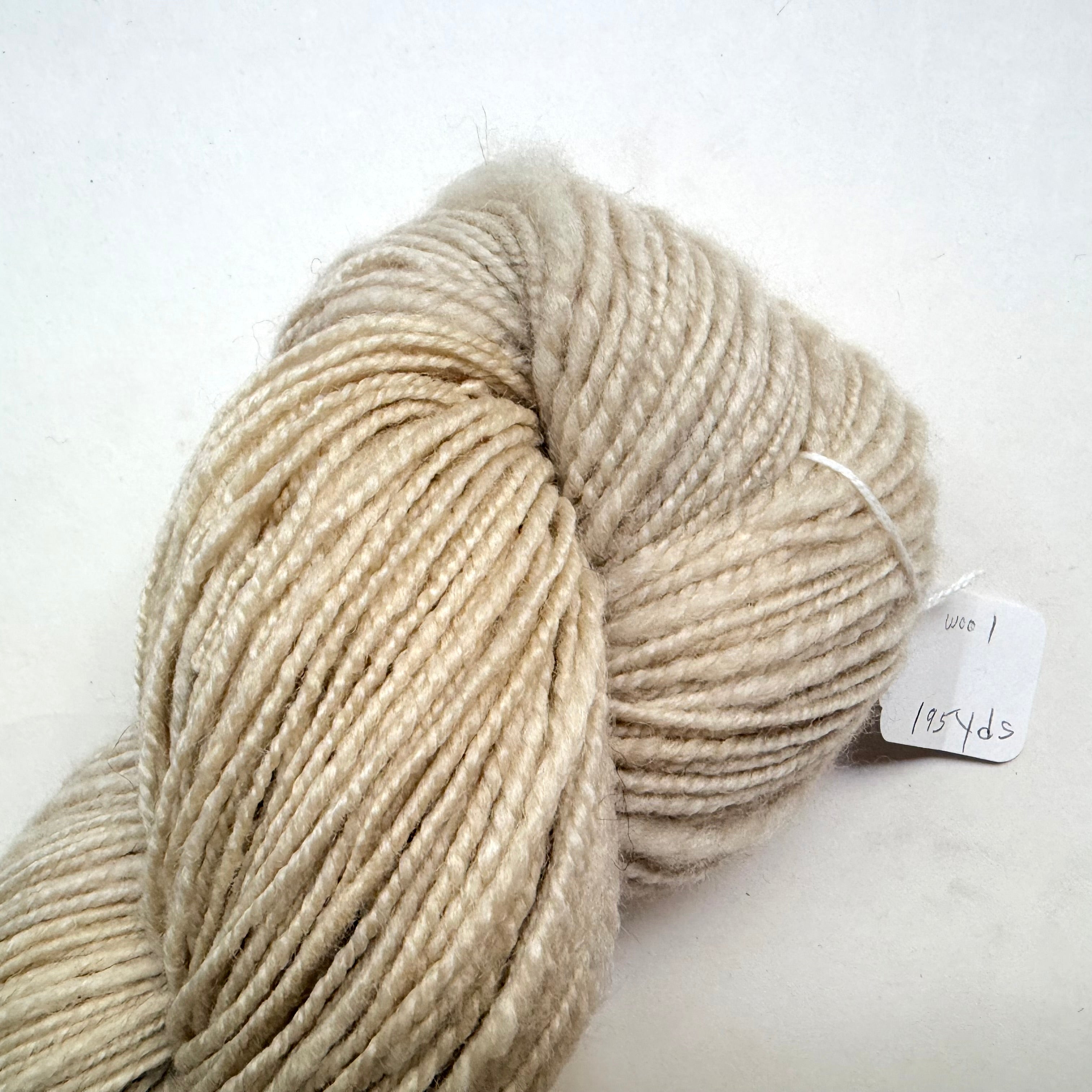 Artisan Handspun Wool Worsted Yarn, Natural Cream, Handspun