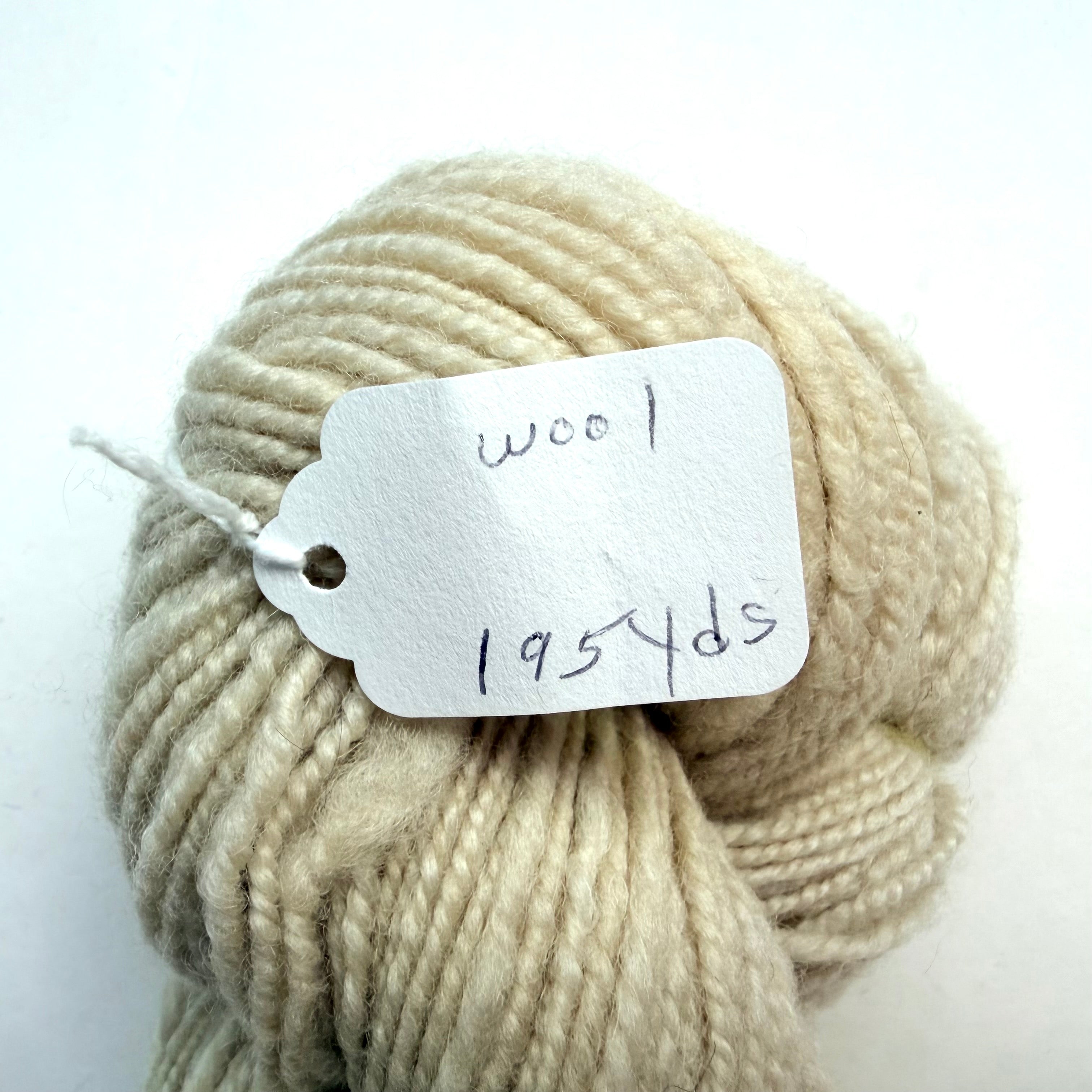 Artisan Handspun Wool Worsted Yarn, Natural Cream, Handspun