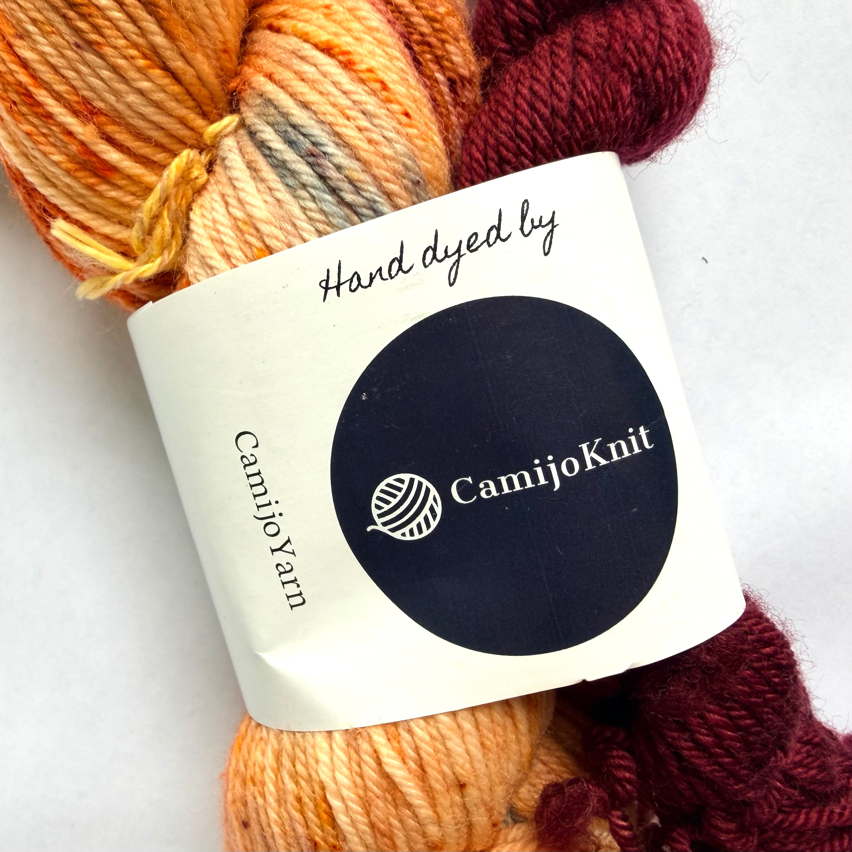 CamijoKnit Superwash Merino Wool Nylon DK Yarn, Cinnamon & Orange with a Cherry on Top