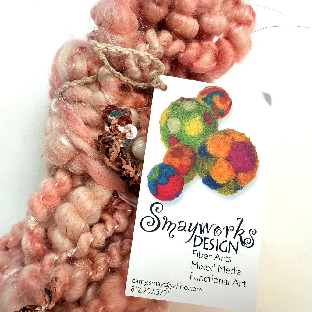 SmayWorks Design — "Pretty Pink" Handspun Mixed-Media Art Yarn — 16 yards