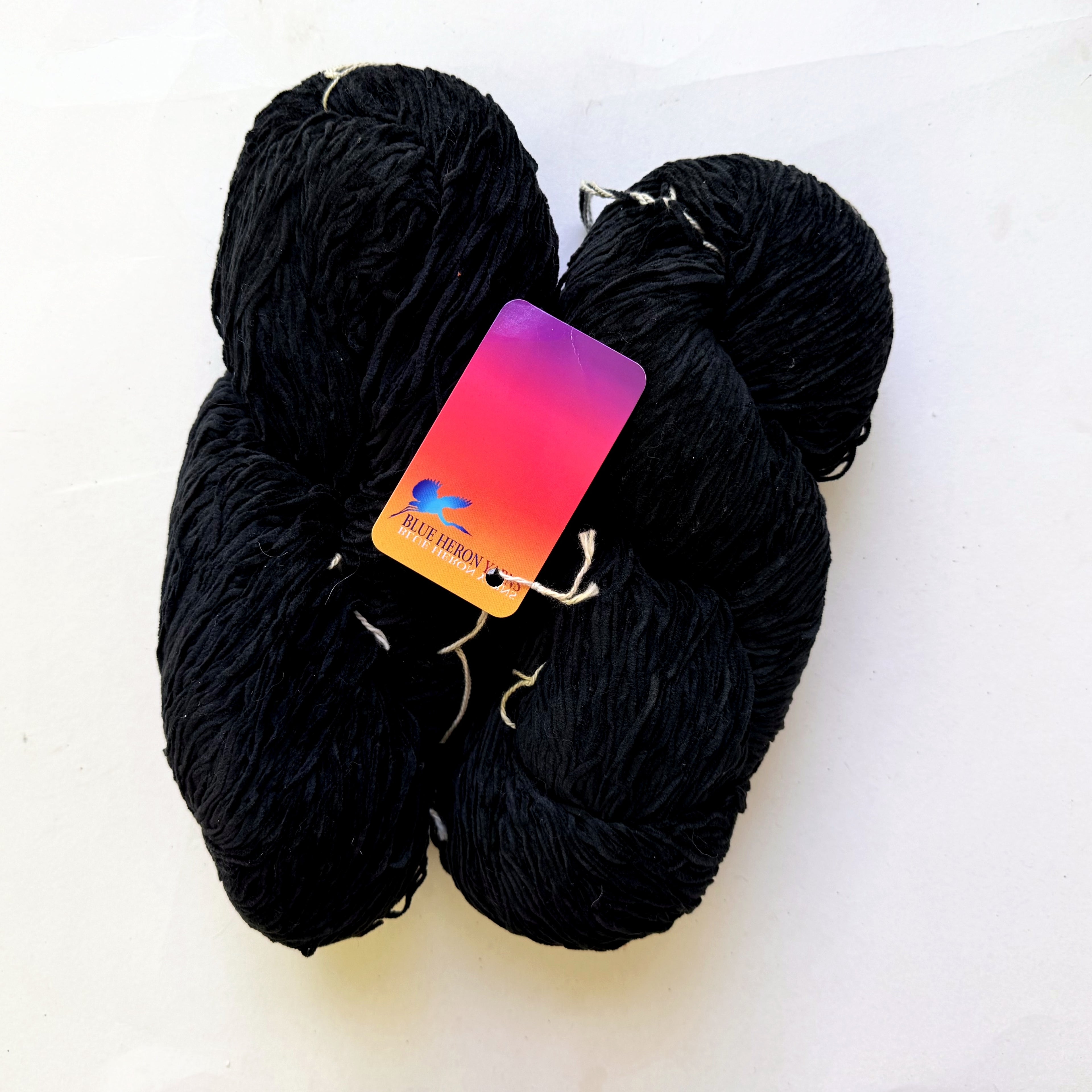 Blue Heron Yarns Cotton Chenille Worsted Yarn, Midnight Black Saturated True Black, No Undertone, Discontinued