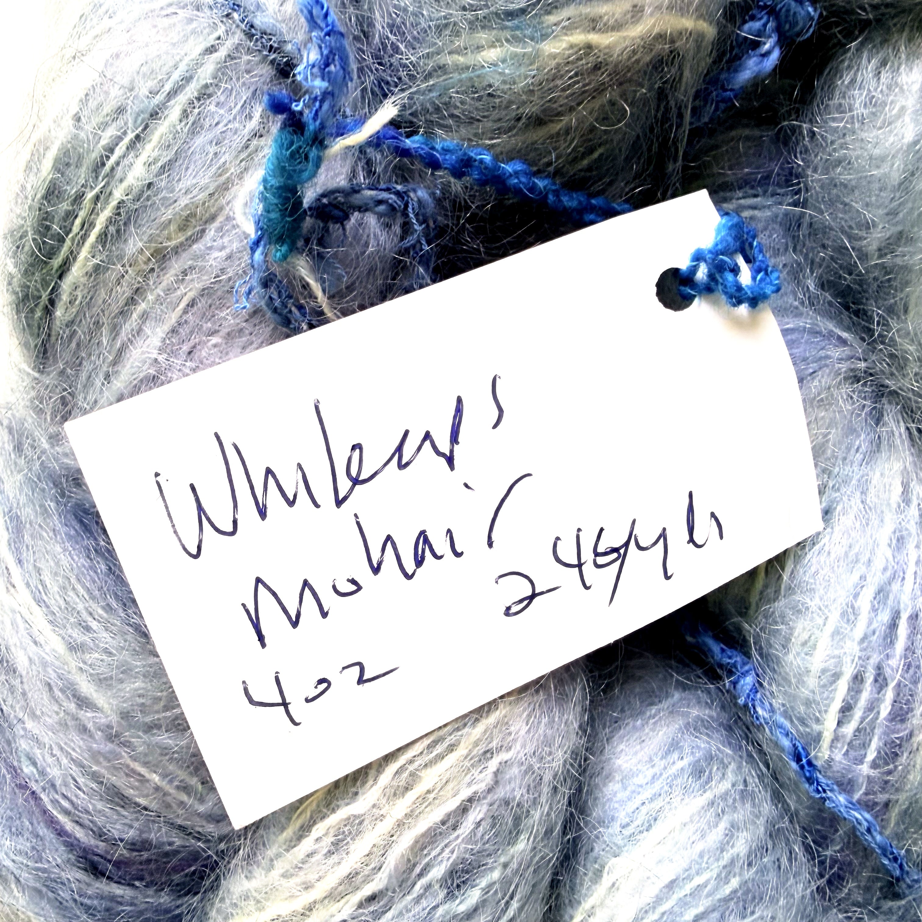 Blue Heron Yarns Mohair Blend Worsted Yarn, Whiskers Smoke Grey blue with Cream and Steel Highlights, Discontinued