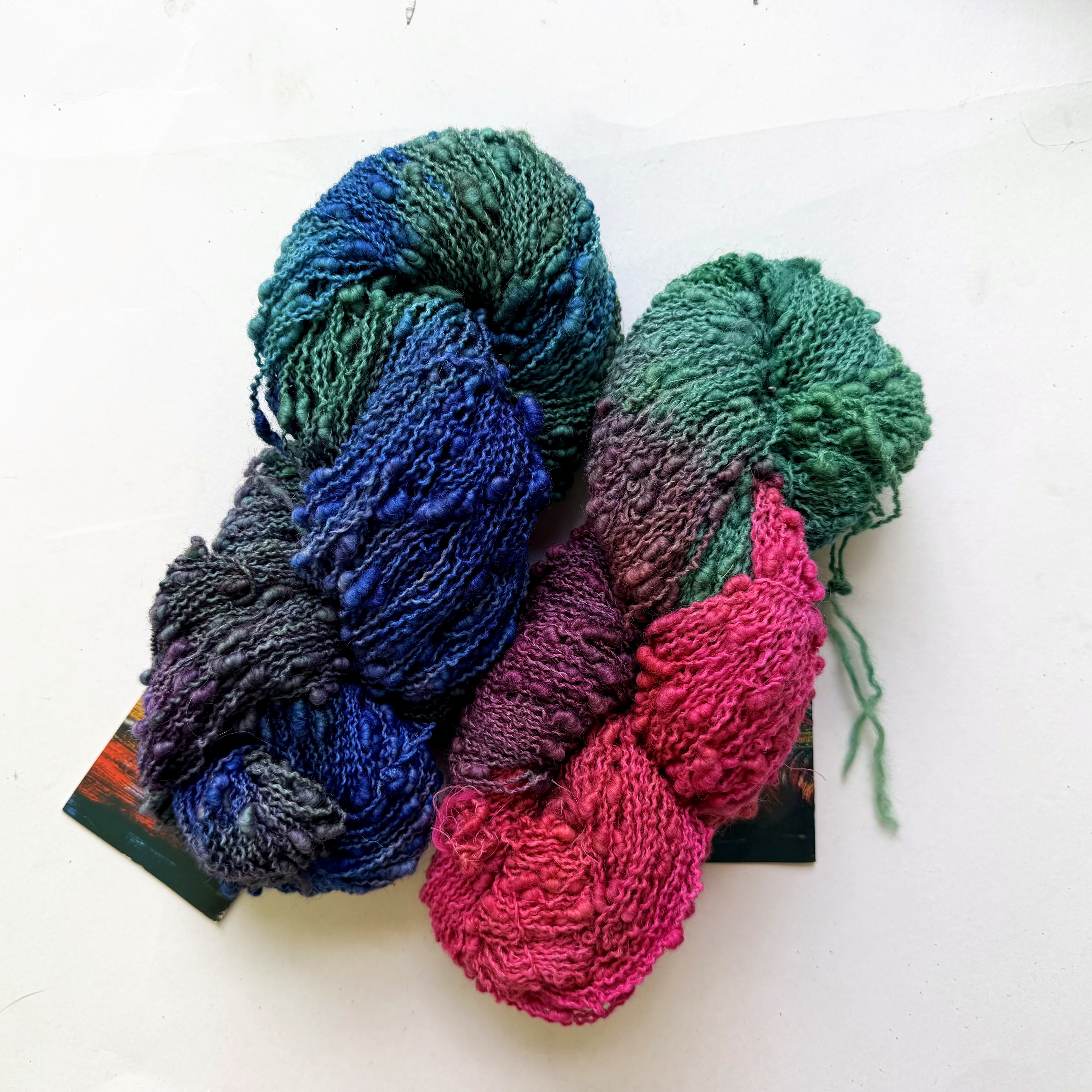 Blue Heron Yarns Wool Bulky Yarn, Parrotfish Emerald, Jade, Magenta and Dark Teal, Discontinued
