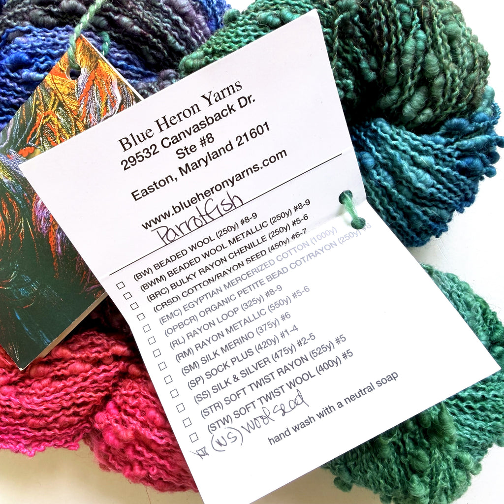 Blue Heron Yarns Wool Bulky Yarn, Parrotfish Emerald, Jade, Magenta and Dark Teal, Discontinued