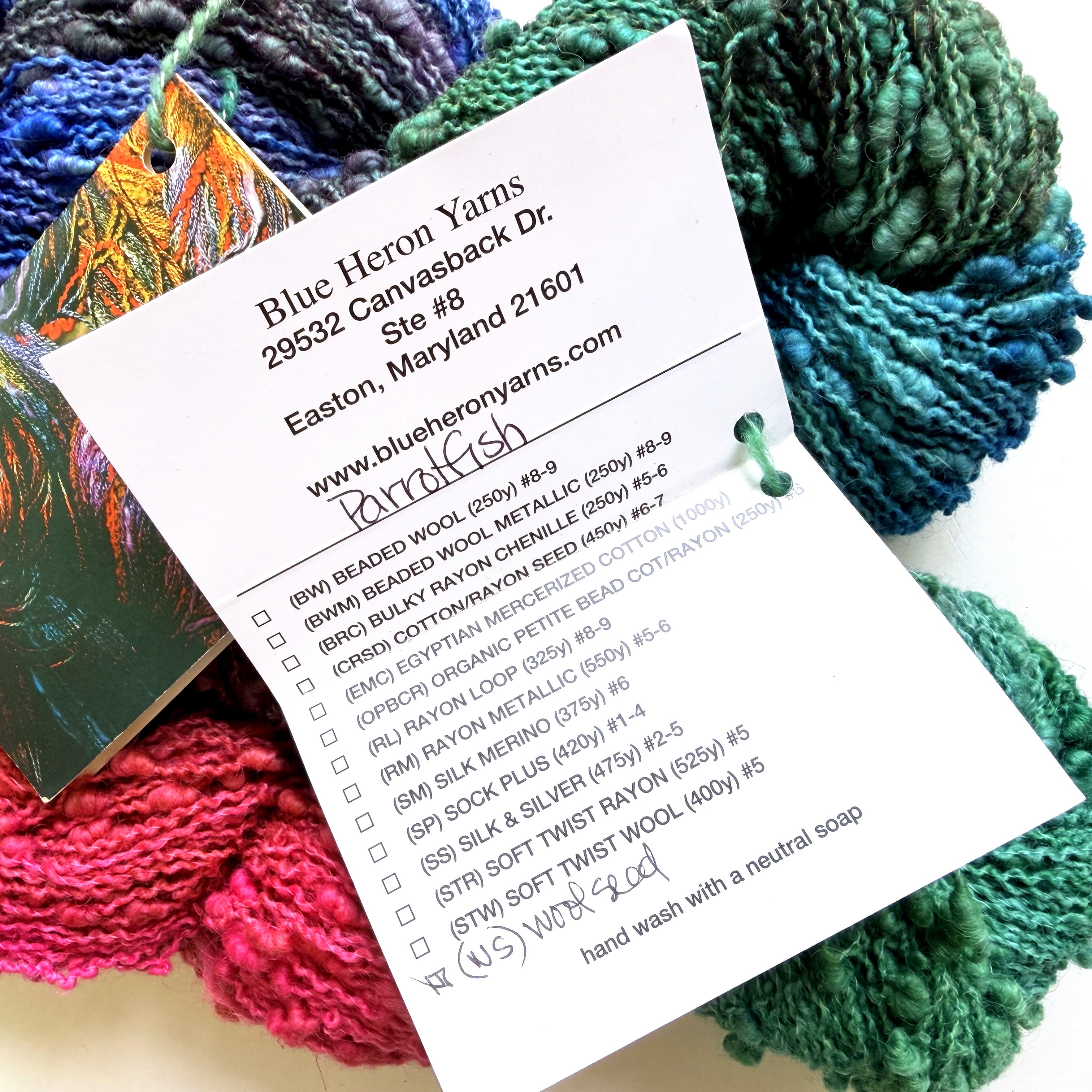 Blue Heron Yarns Wool Bulky Yarn, Parrotfish Emerald, Jade, Magenta and Dark Teal, Discontinued