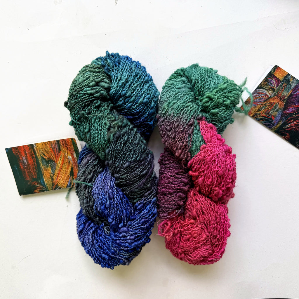 Blue Heron Yarns Wool Bulky Yarn, Parrotfish Emerald, Jade, Magenta and Dark Teal, Discontinued