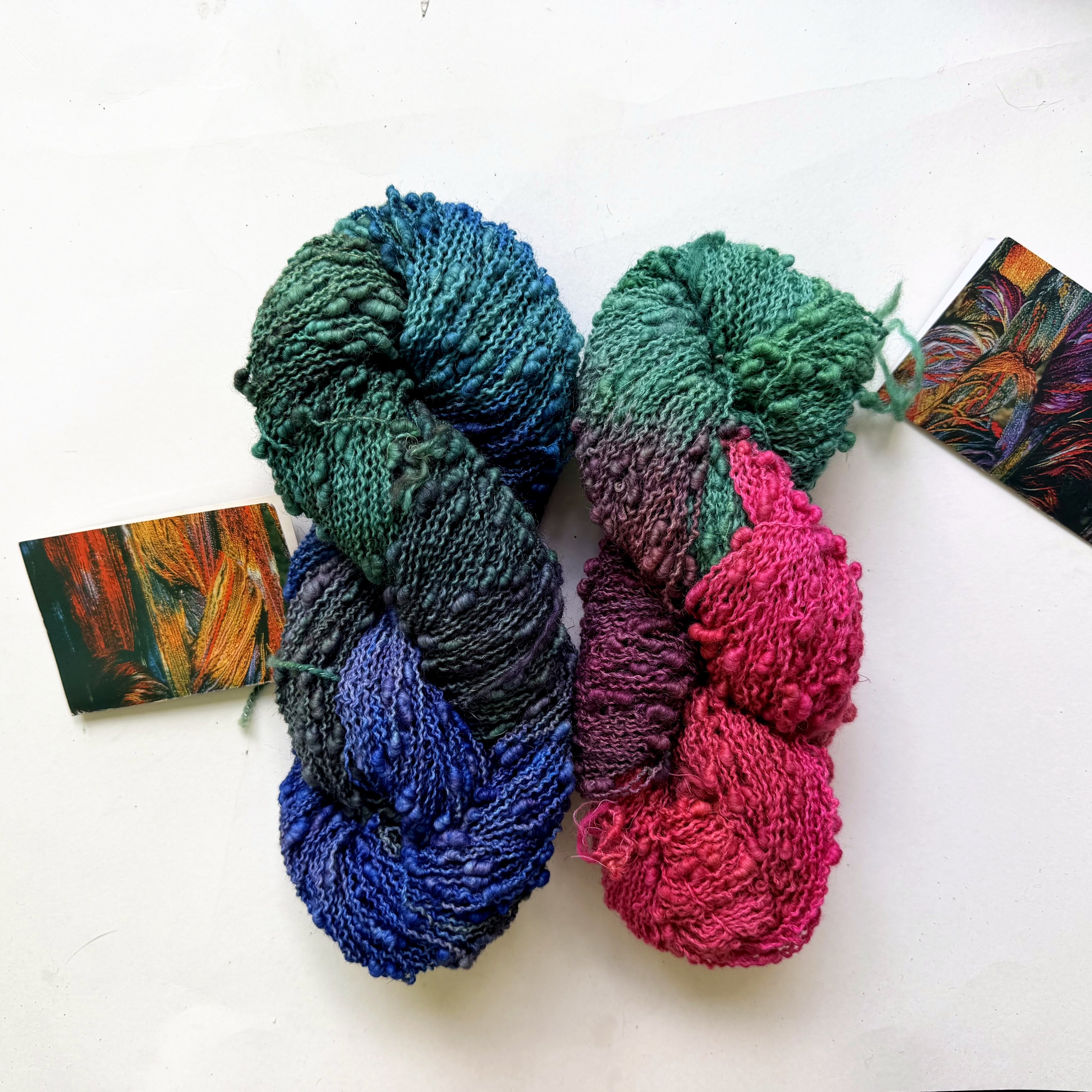 Blue Heron Yarns Wool Bulky Yarn, Parrotfish Emerald, Jade, Magenta and Dark Teal, Discontinued