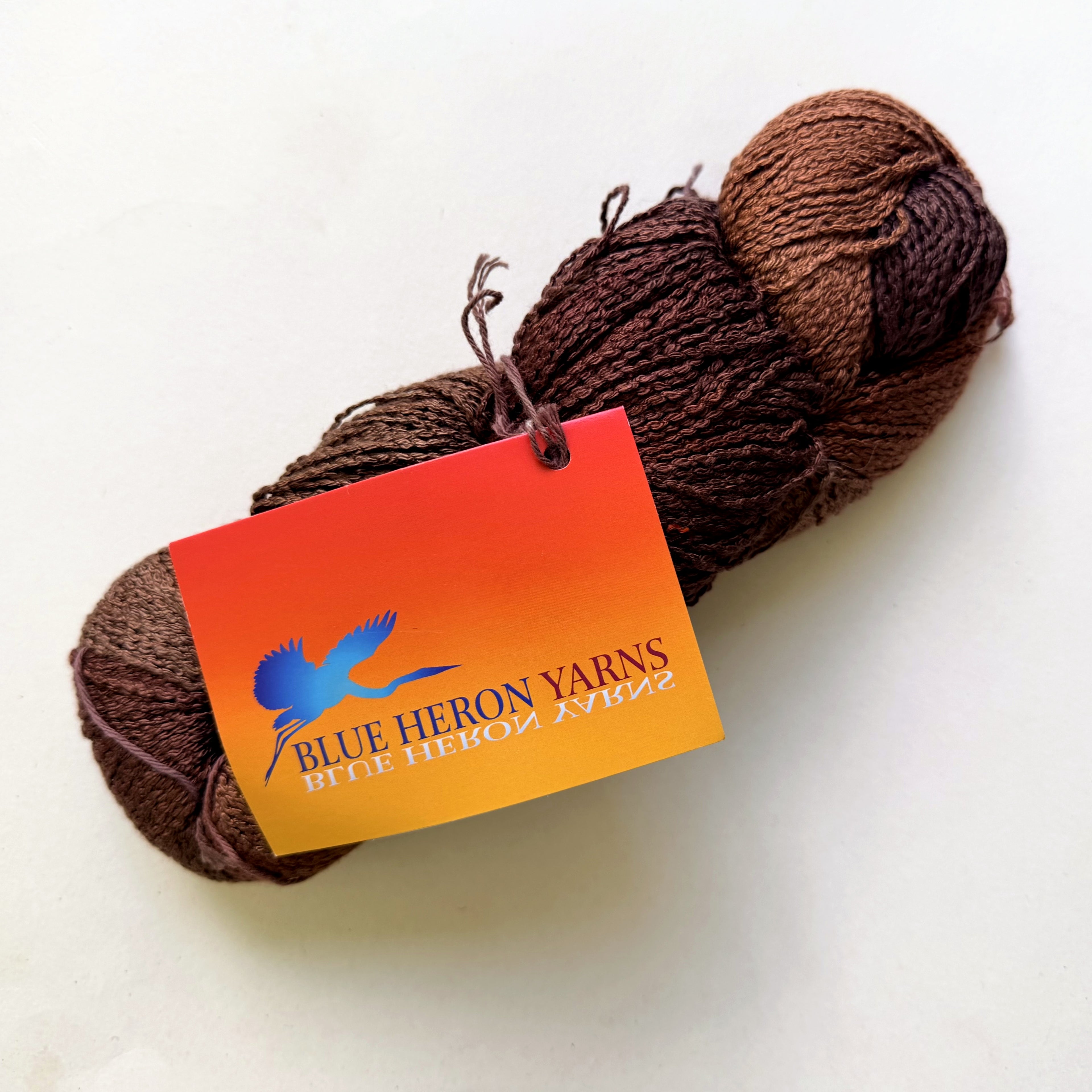 Blue Heron Yarns Rayon Worsted Yarn, Chocolate Bittersweet Brown, Warm Bark, Copper Glints, Discontinued