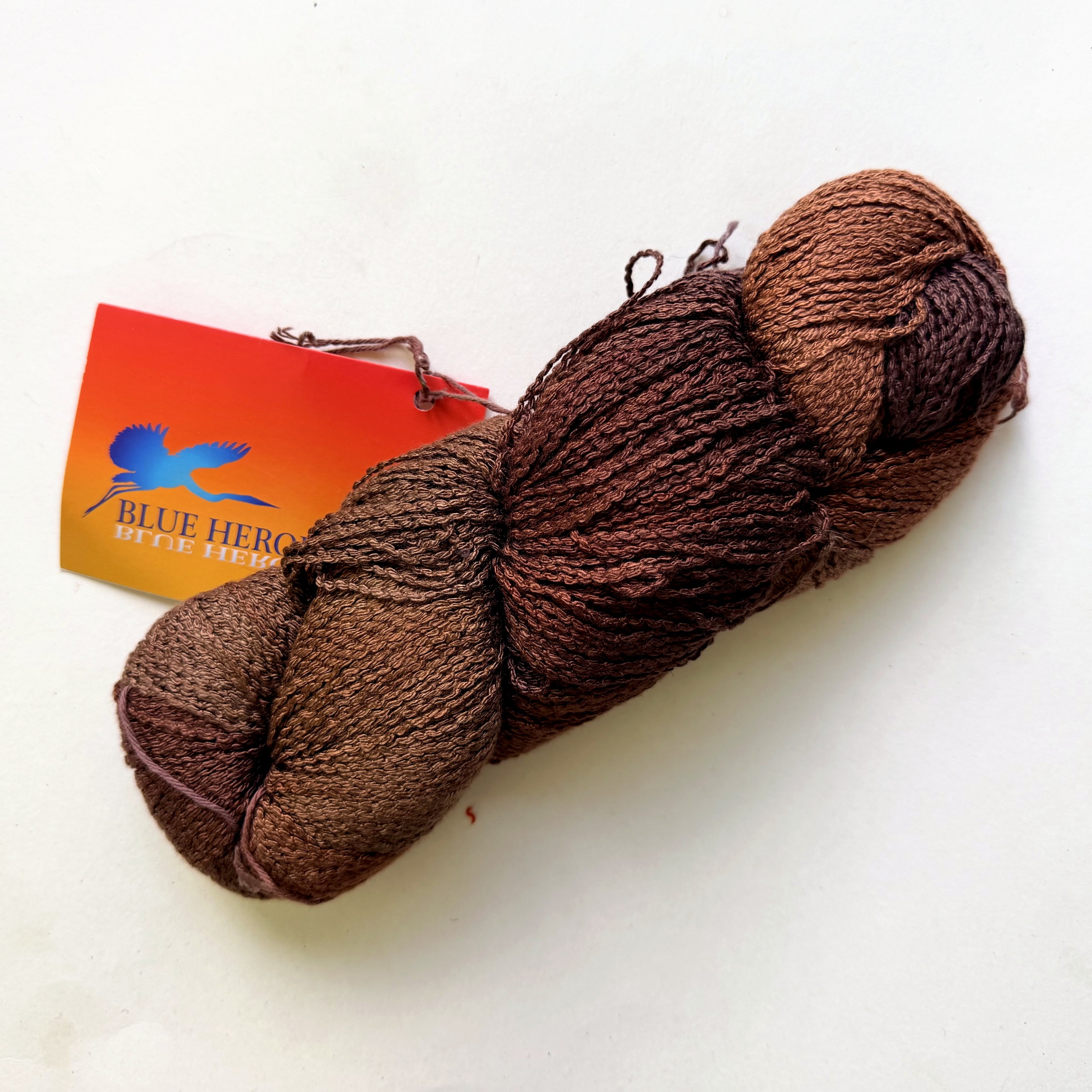 Blue Heron Yarns Rayon Worsted Yarn, Chocolate Bittersweet Brown, Warm Bark, Copper Glints, Discontinued