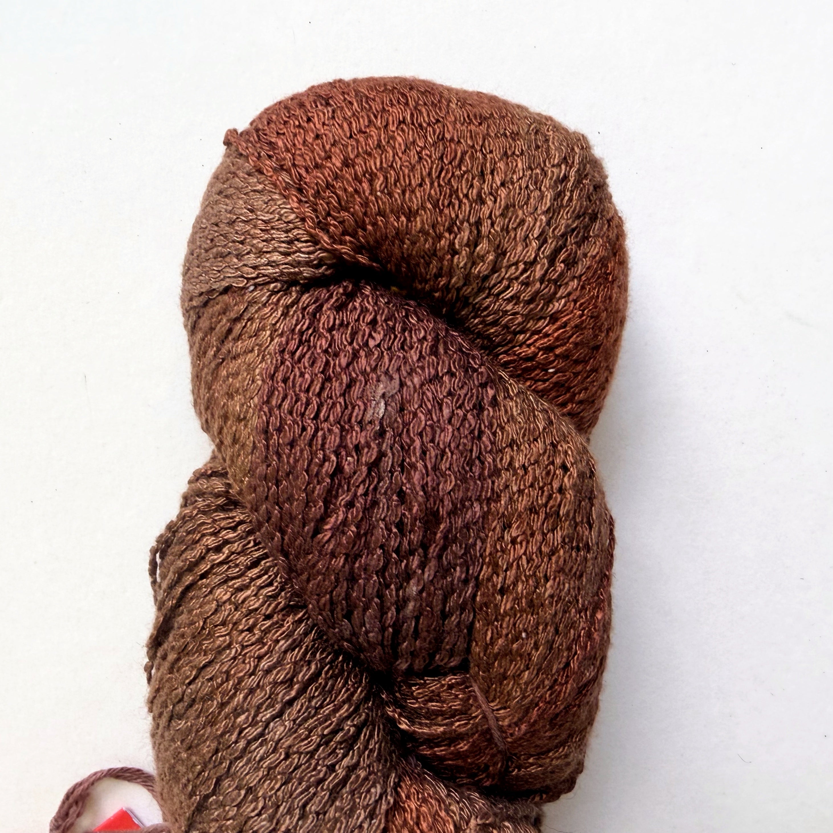 Blue Heron Yarns Rayon Worsted Yarn, Chocolate Bittersweet Brown, Warm Bark, Copper Glints, Discontinued