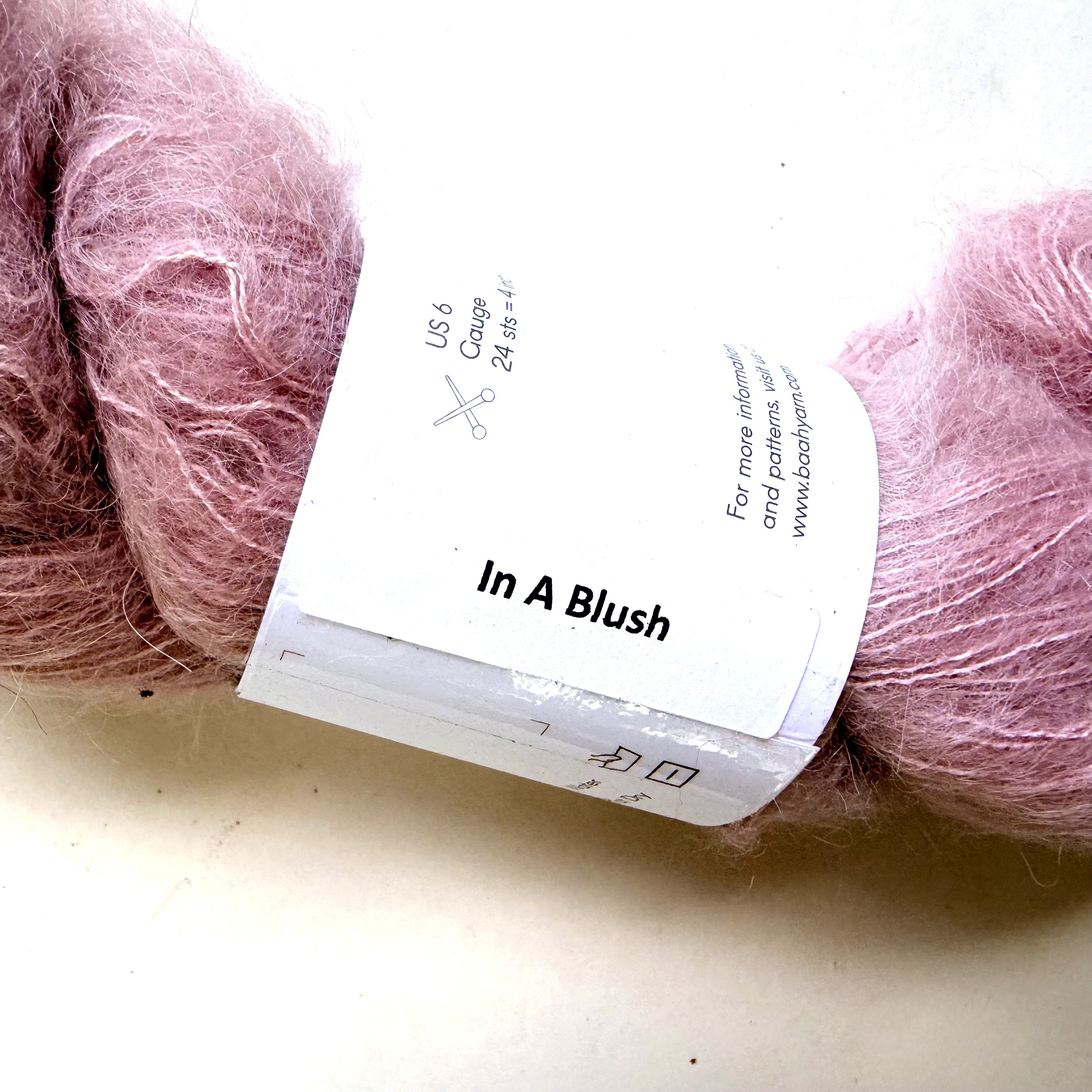 Baah Yarn Alpaca Silk Kid Mohair Lace Yarn, In a Blush