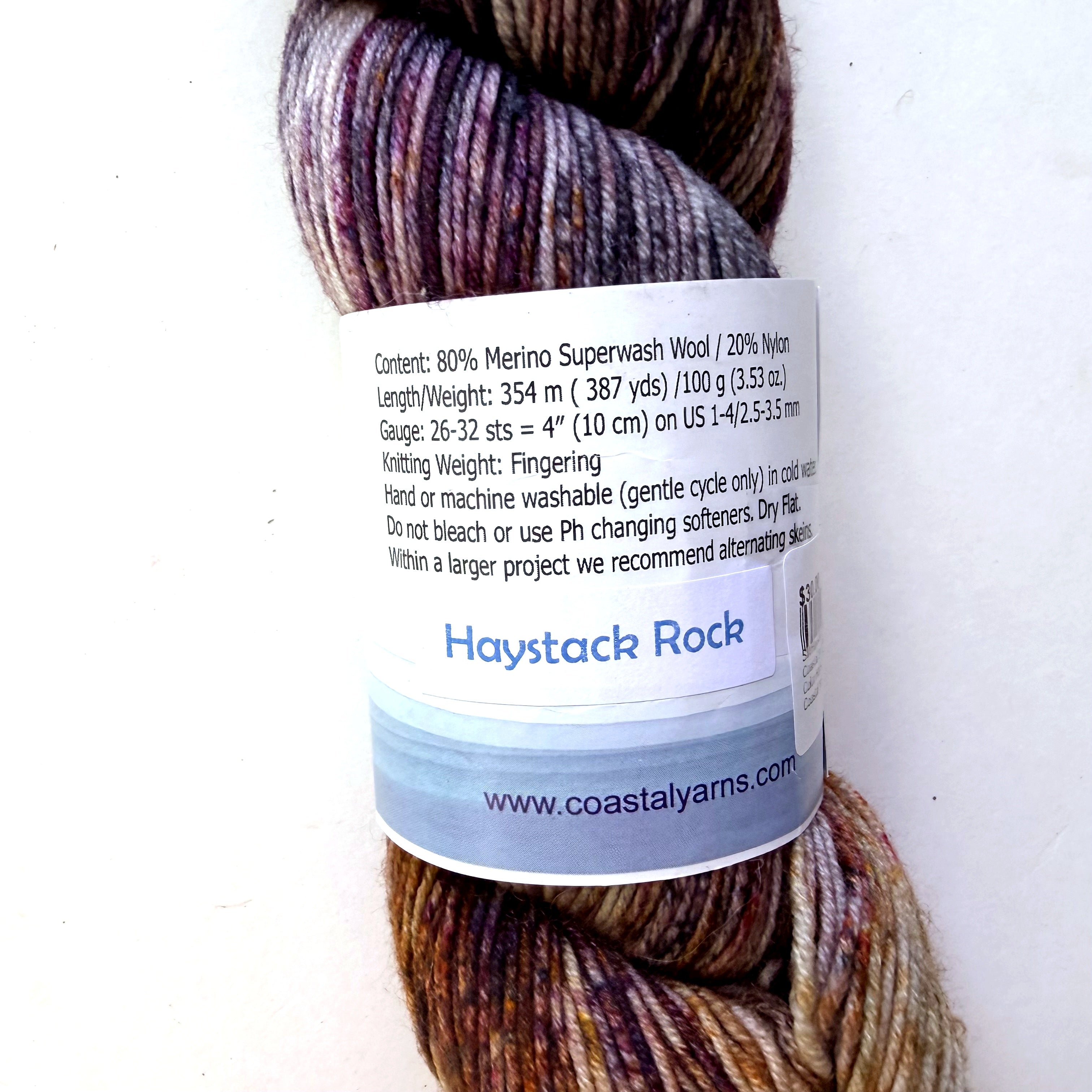 Coastal Yarns Merino Superwash Nylon Fingering Yarn, Haystack Rock