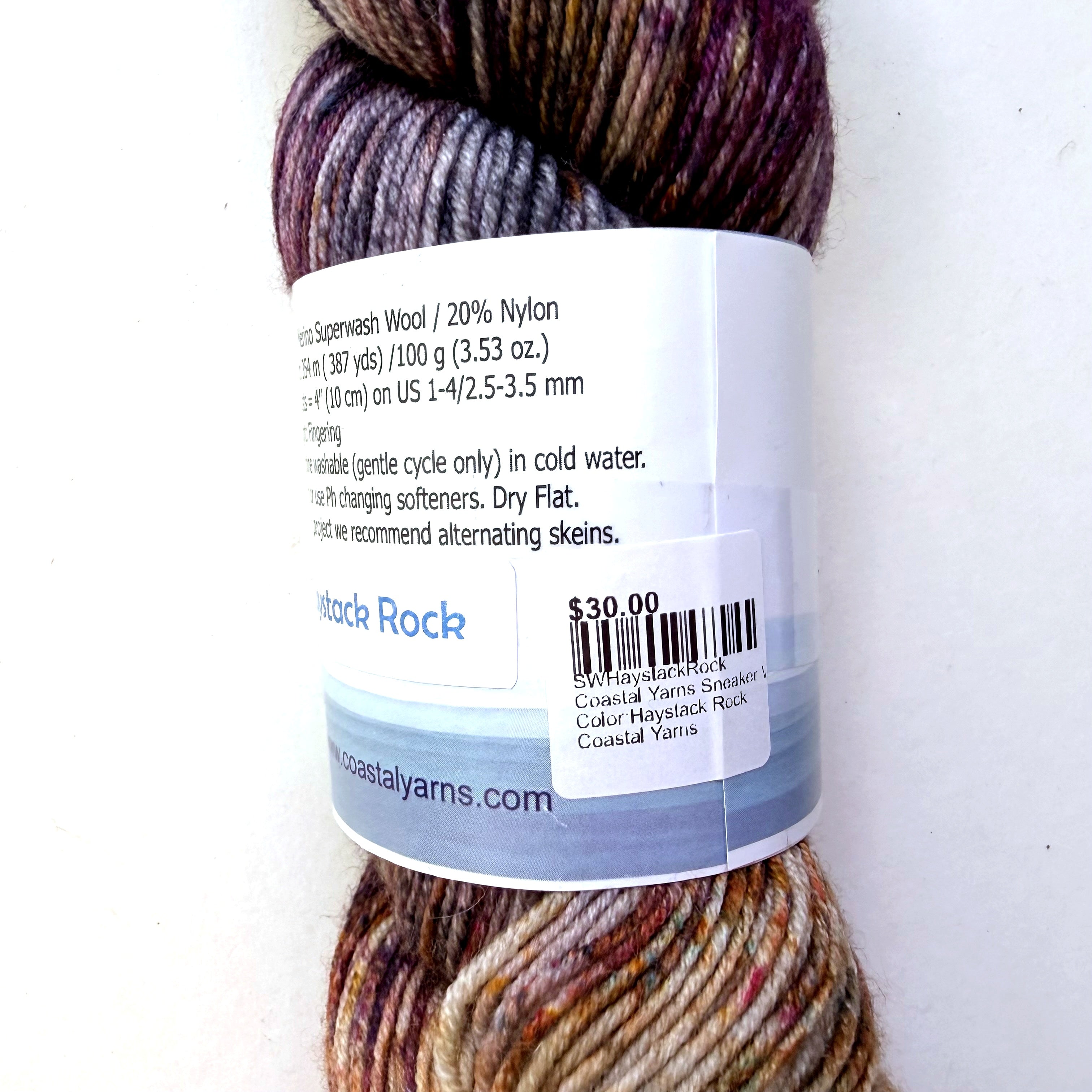 Coastal Yarns Merino Superwash Nylon Fingering Yarn, Haystack Rock