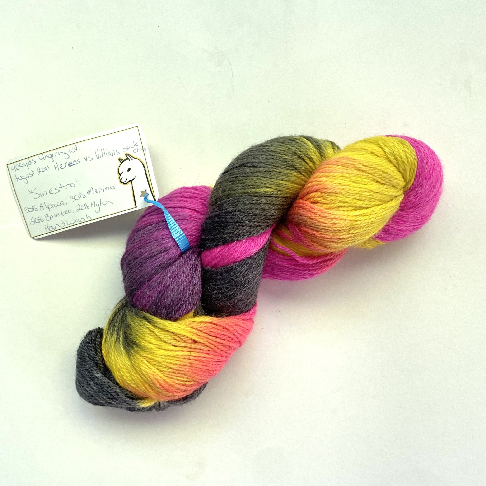 Hand-dyed alpaca — Spotted Circus — Sinestro (Fingering, 400yd)